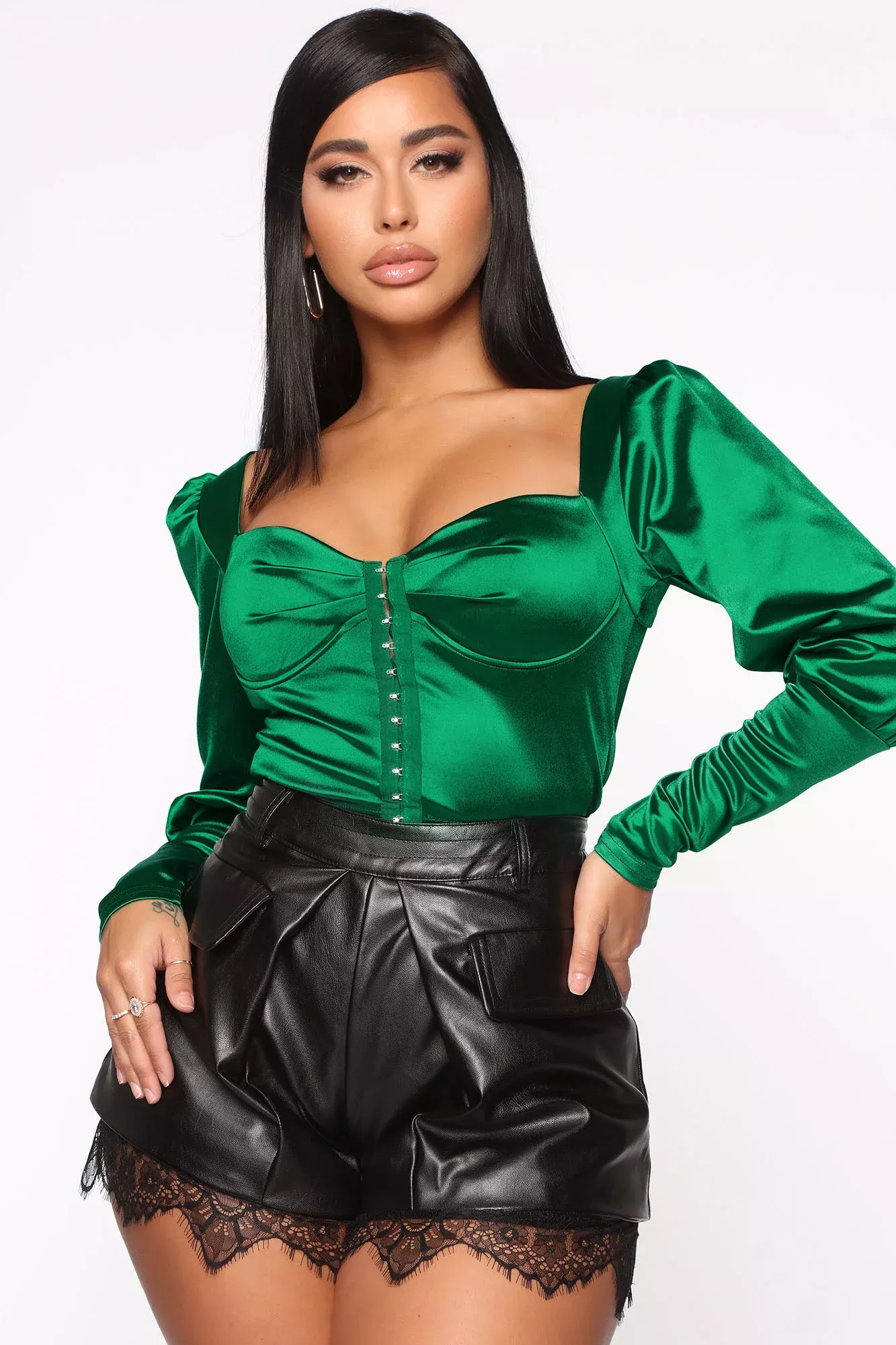 Leave You Wanting More Crop Top - Hunter