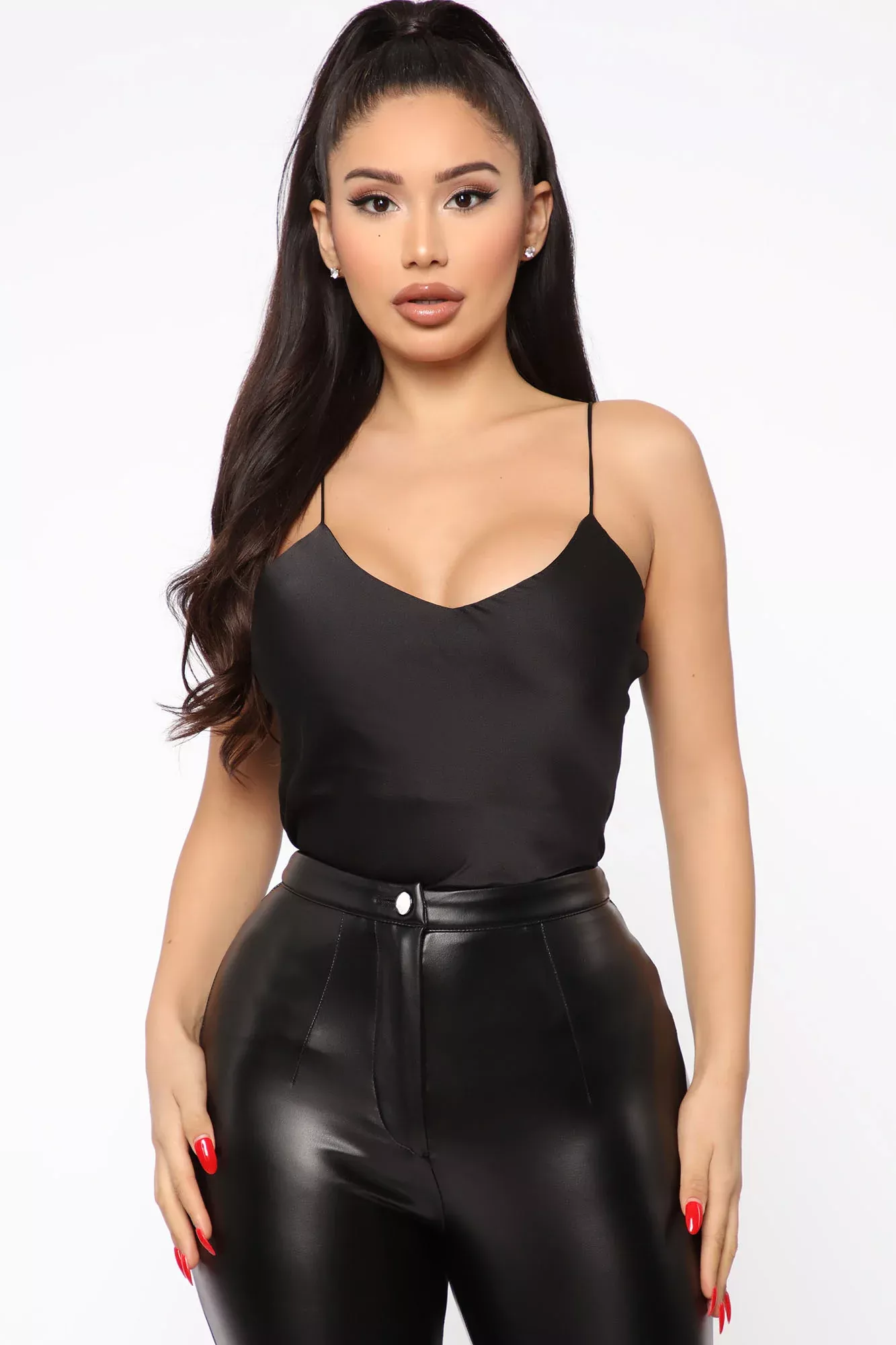 A Little Closer Satin Cami - Black