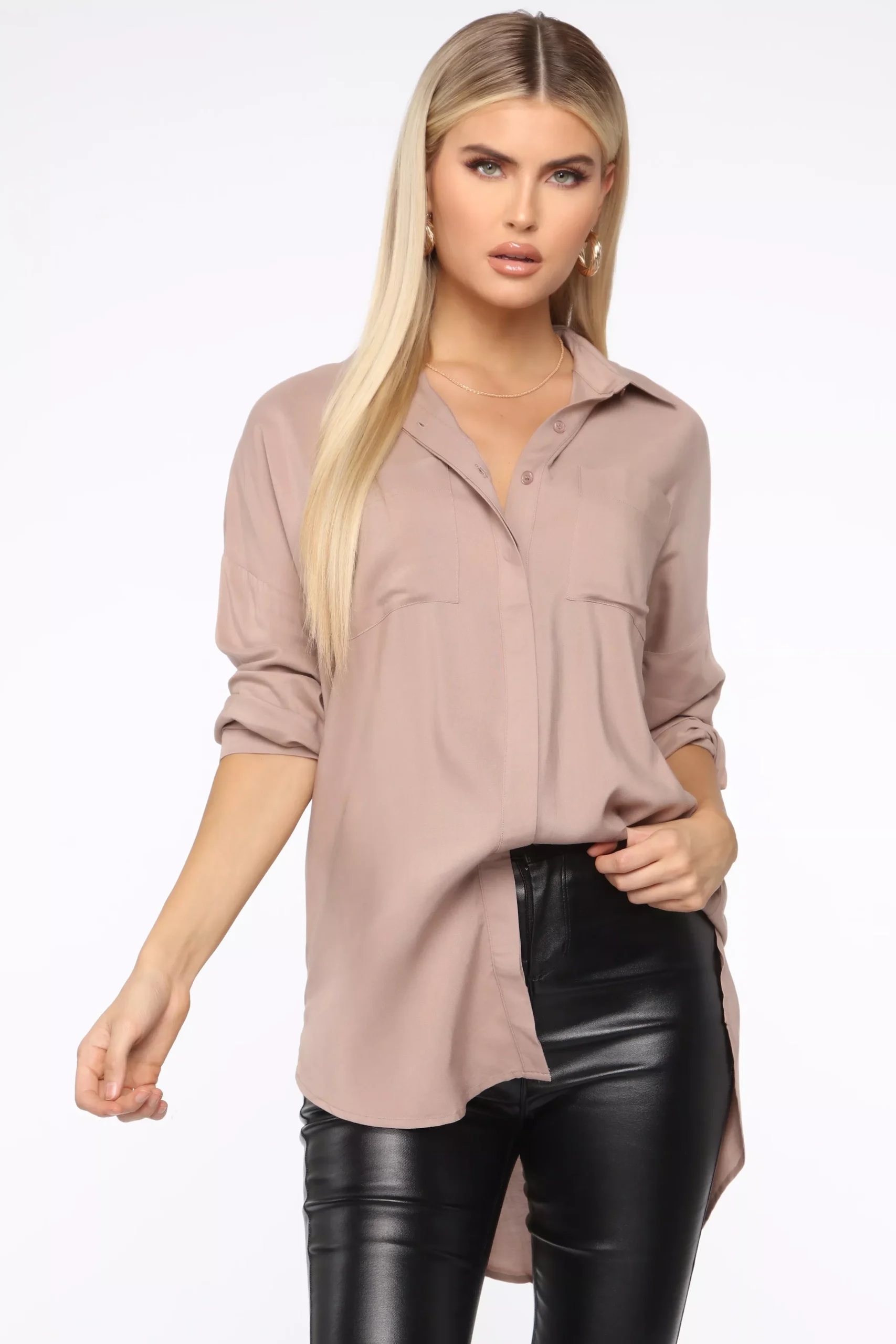 Love Me Less Tunic Shirt - Taupe