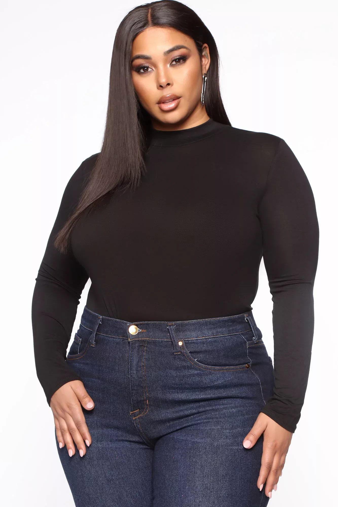 Lovin' On You Mock Neck Top - Black