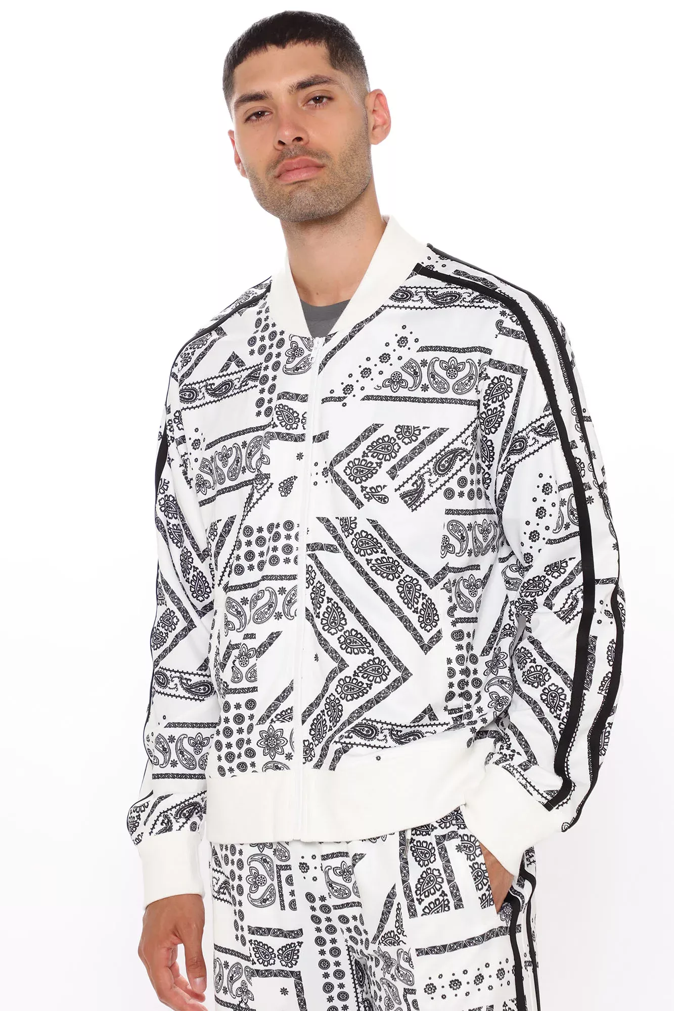 Main Street Track Jacket - White/Black