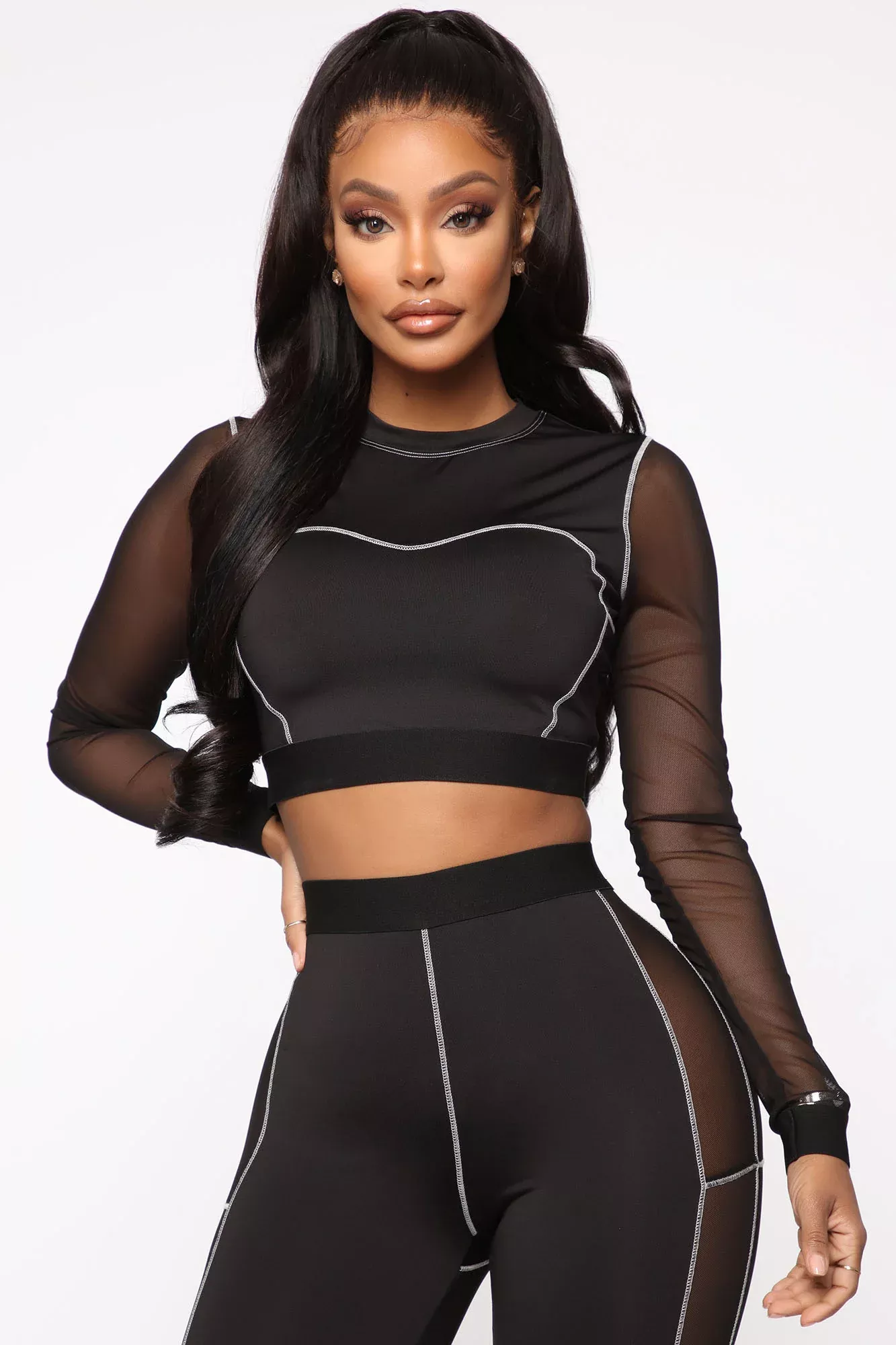 Make It Count Mesh Crop Top - Black/White