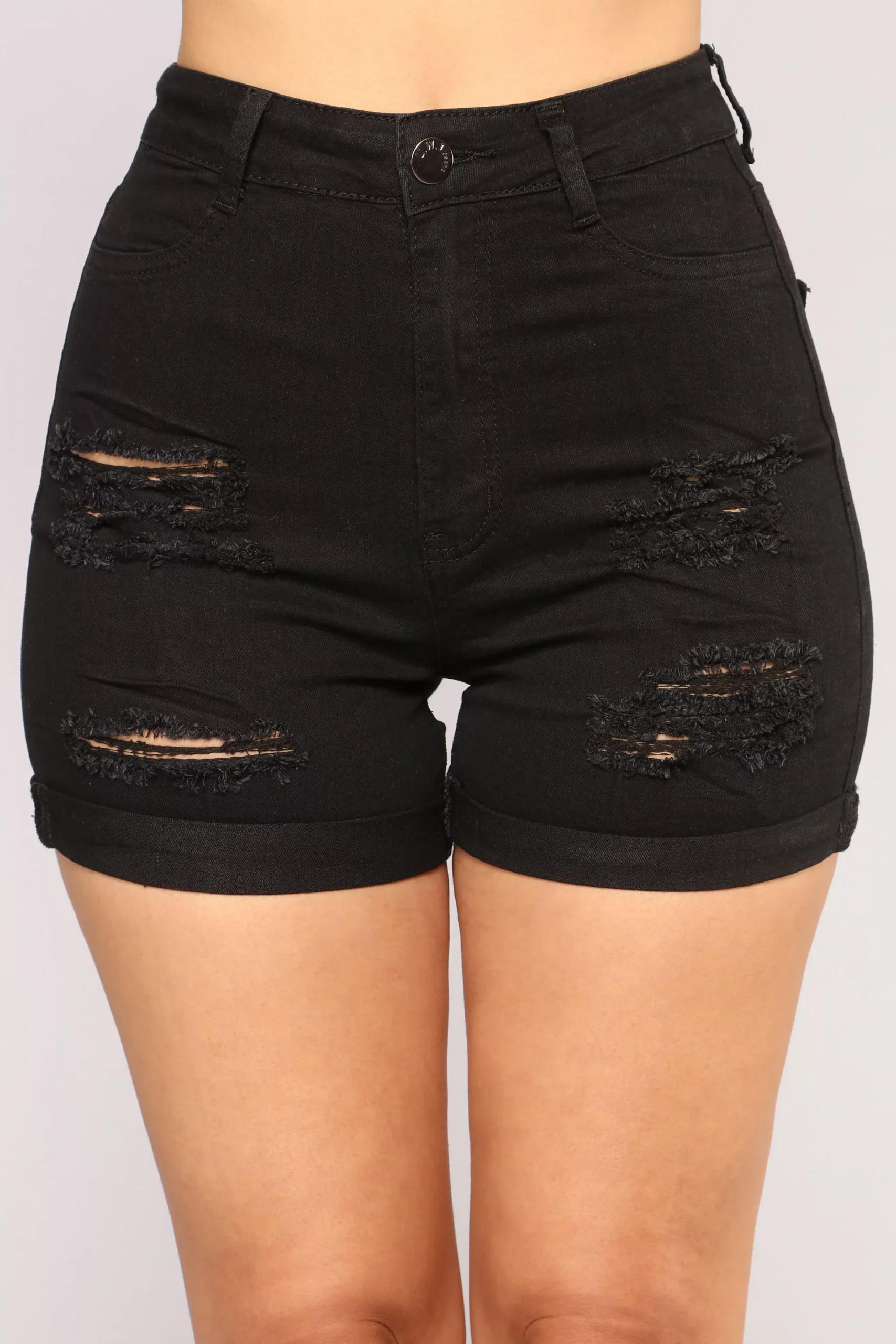A Moment At A Time Distressed Bermuda Shorts - Black