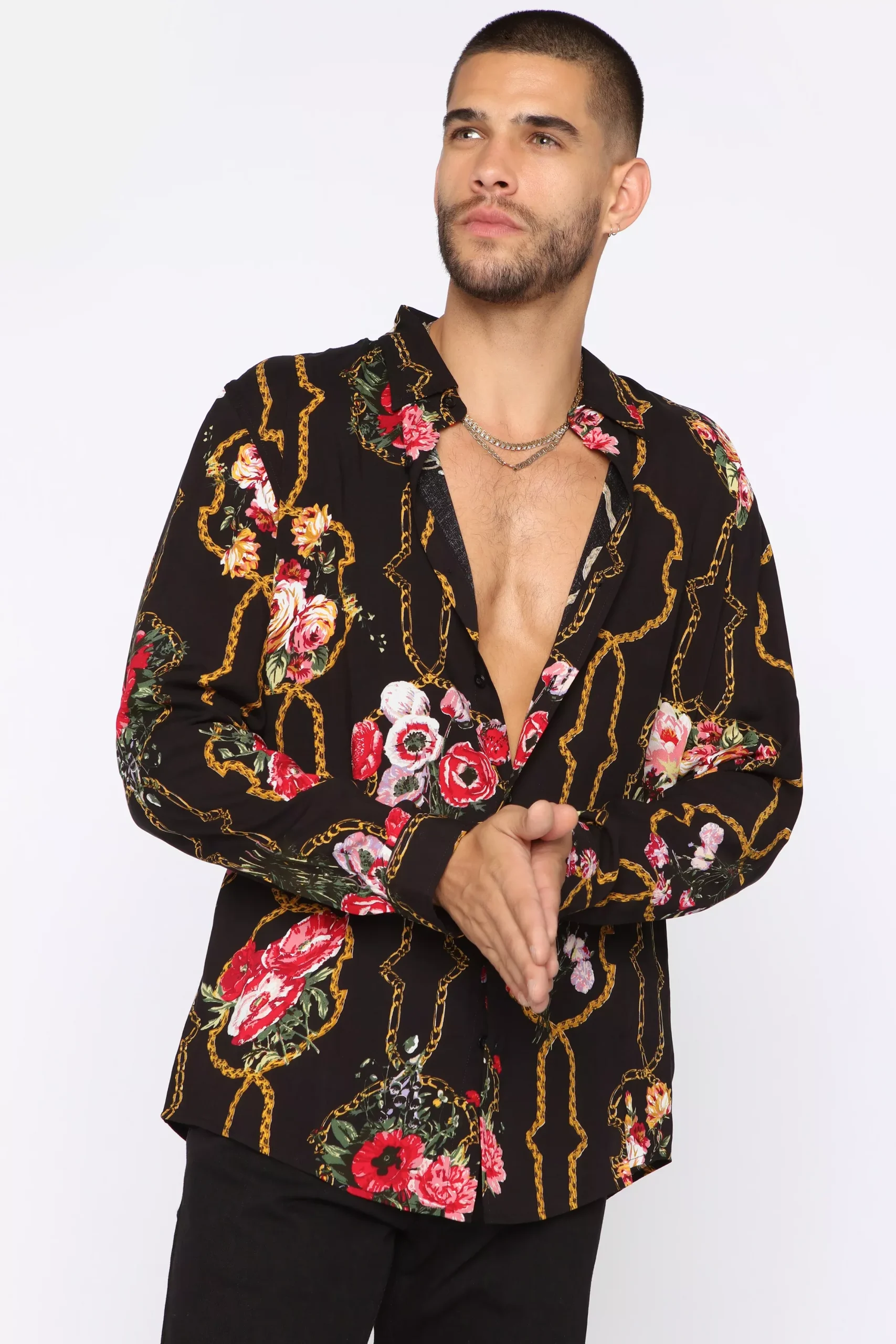 Morgan Long Sleeve Woven Top - Black/combo
