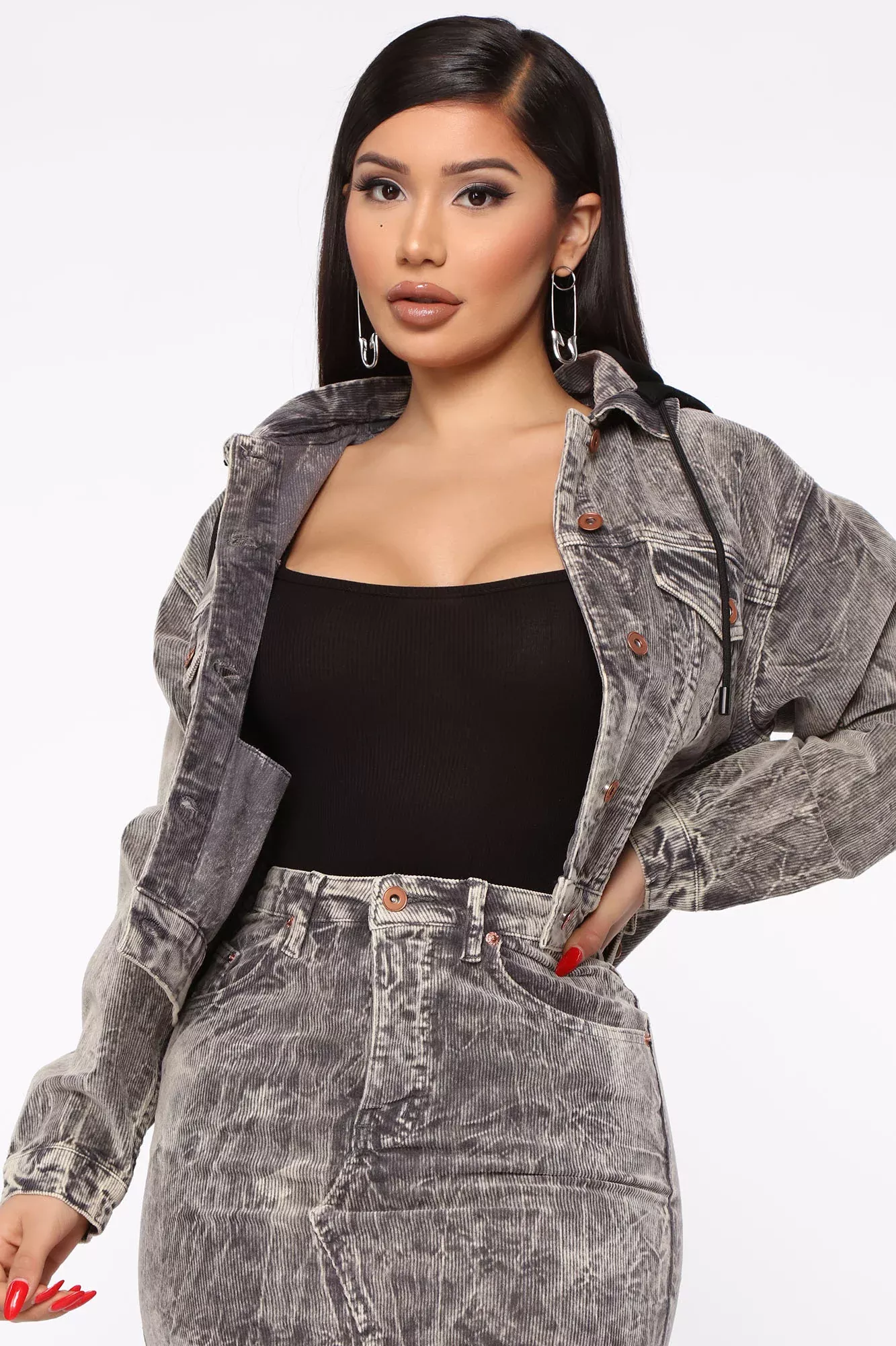 Never Really Over Corduroy Jacket - Charcoal