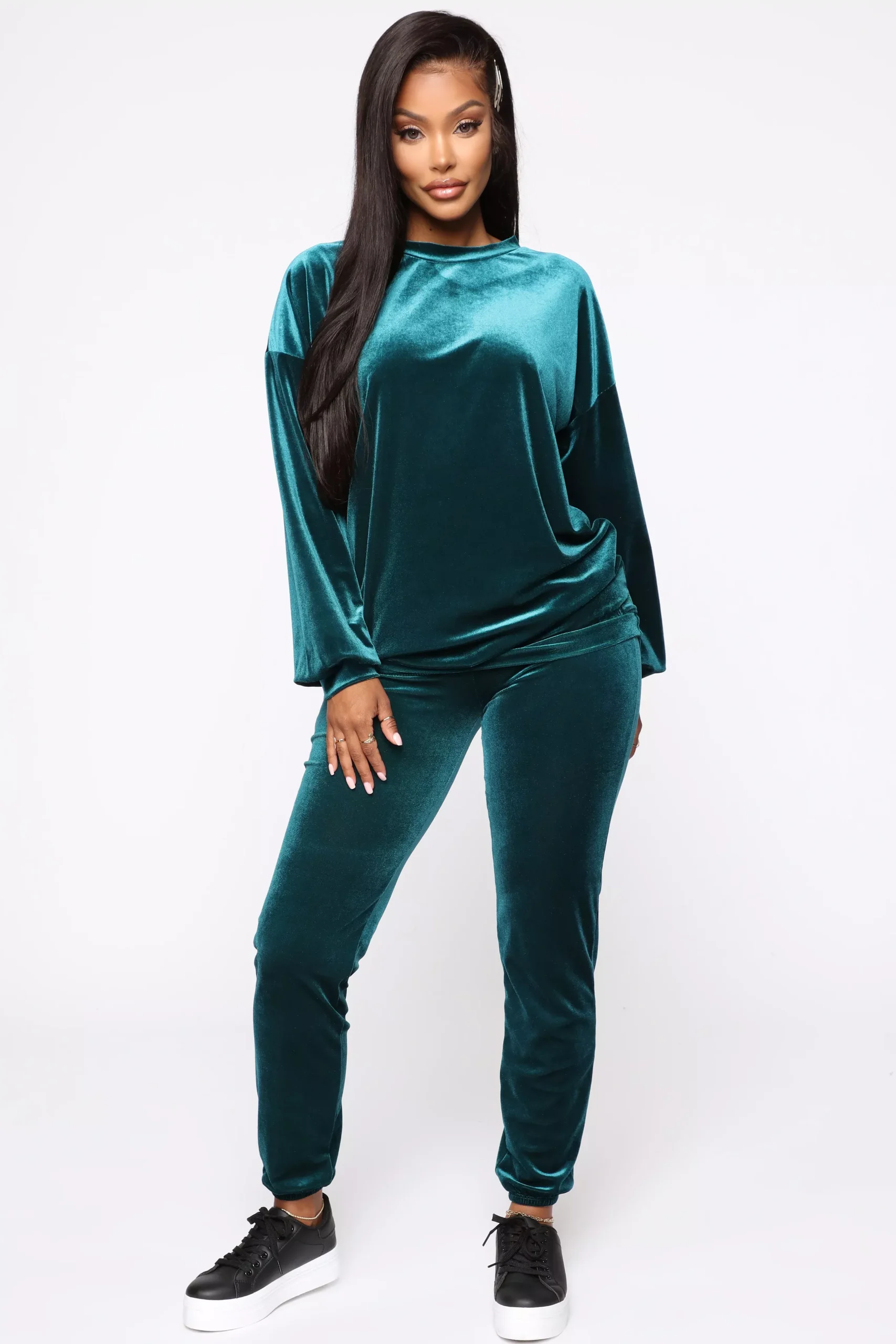 Noelle Velvet Jogger Set - Teal