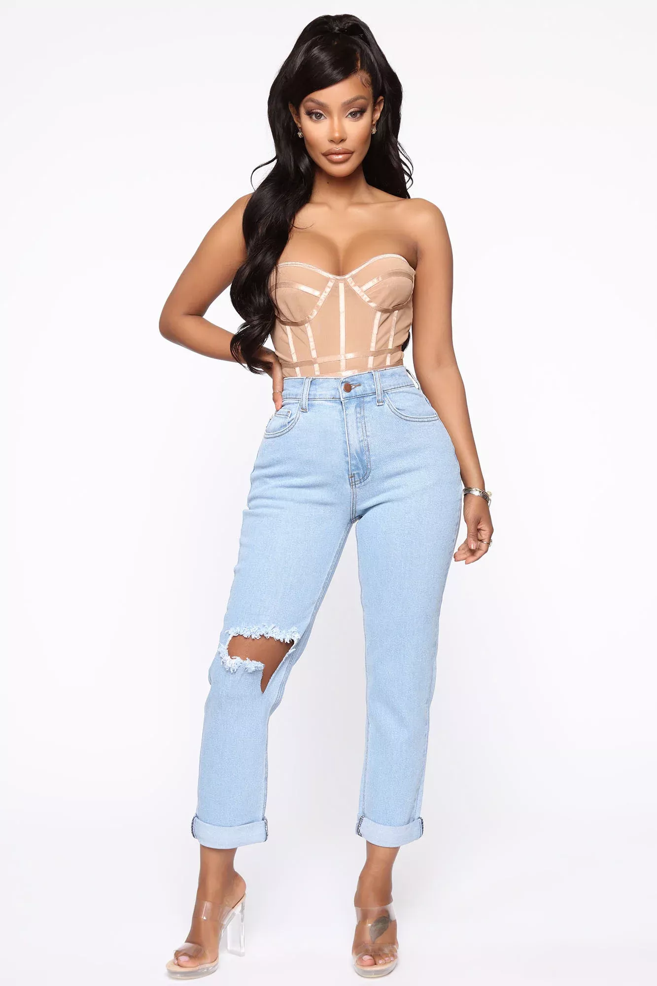Open Up High Rise Mom Jeans - Light Wash