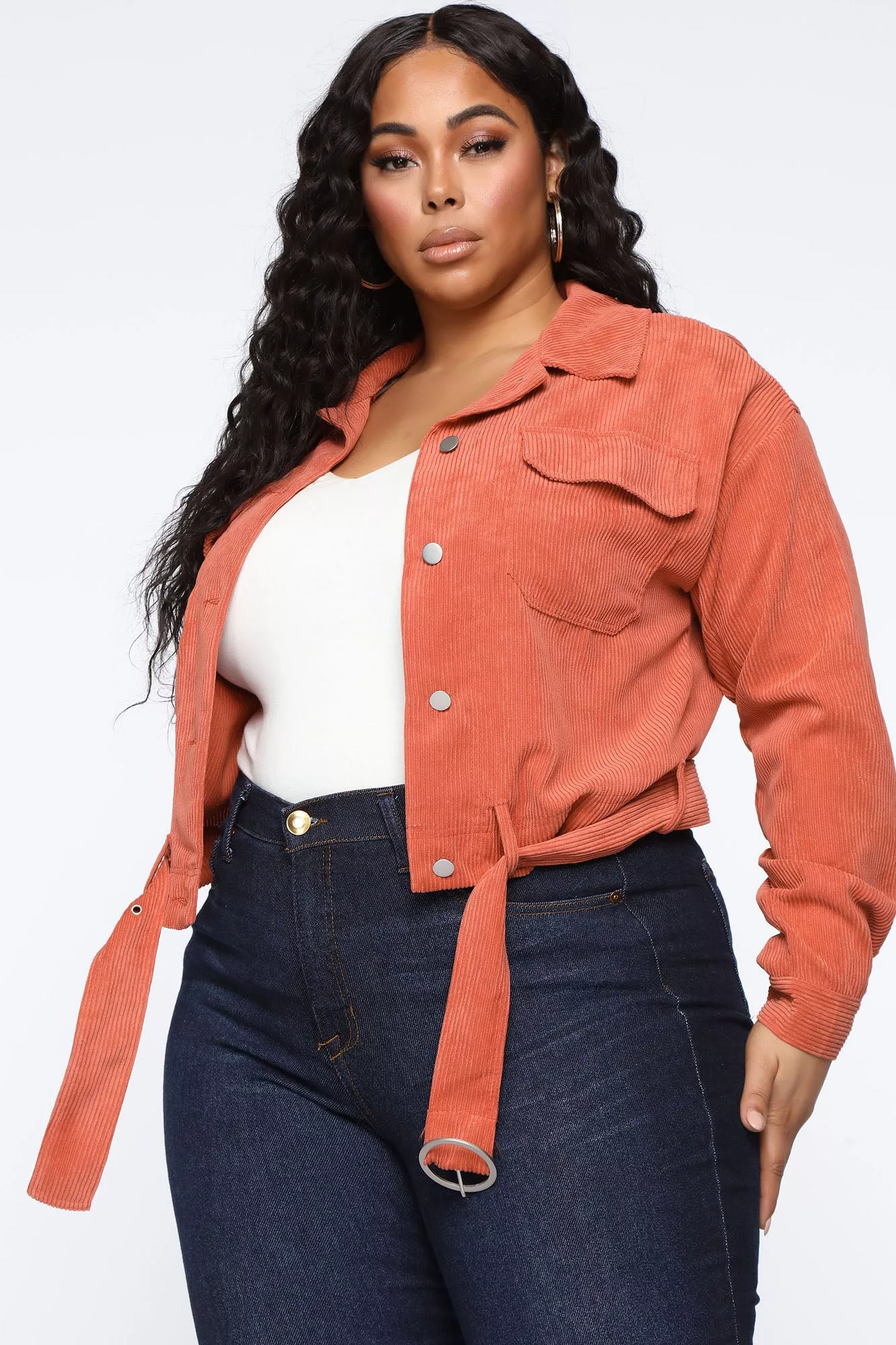 Pumpkin Spice Corduroy Jacket - Rust