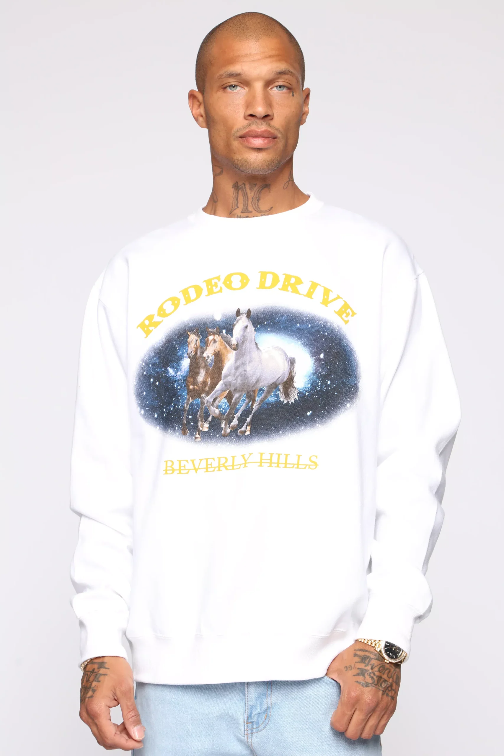 Rodeo Drive Crew Neck Sweatshirt - White/combo