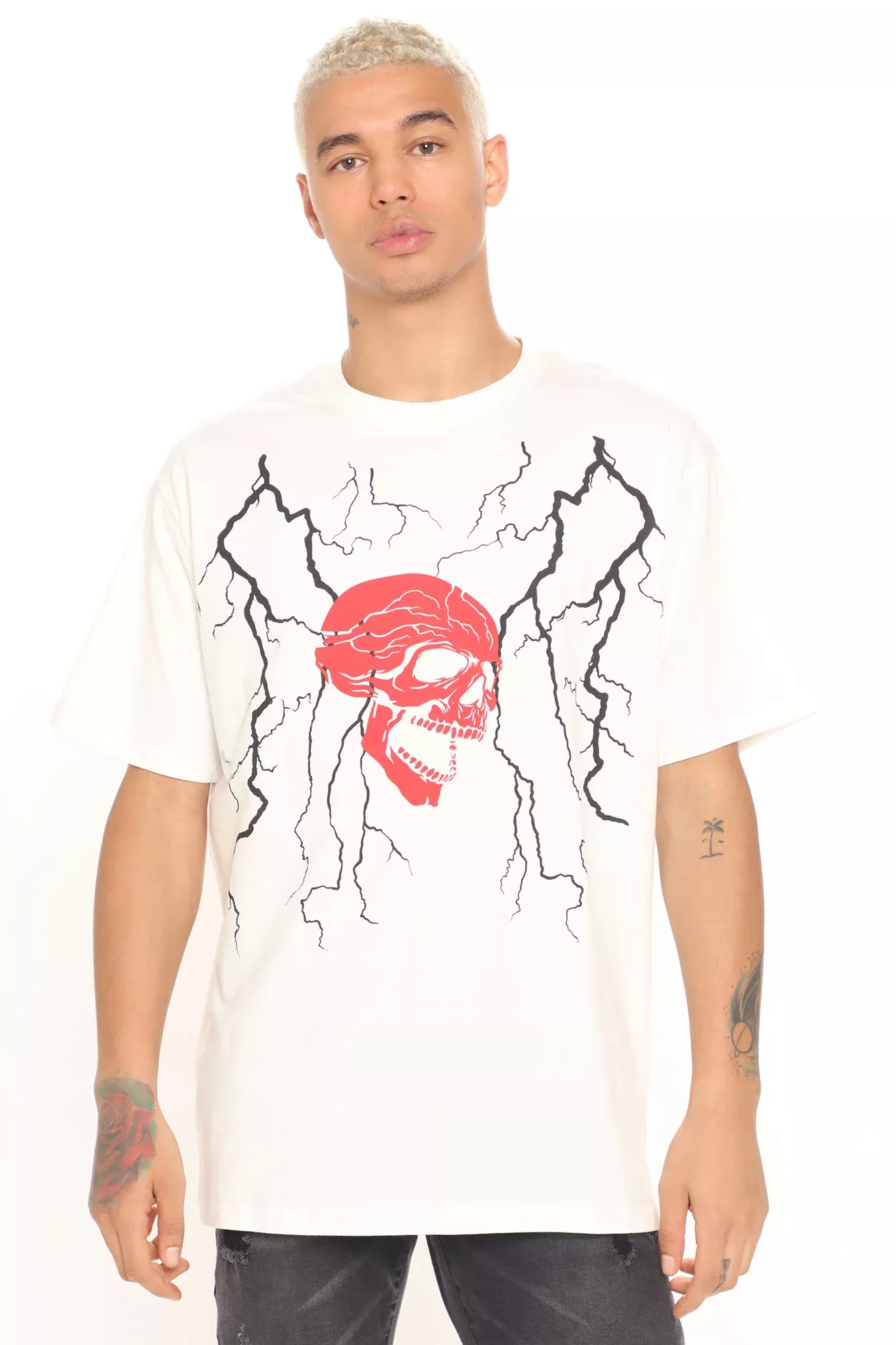Skull Lightning Short Sleeve Tee - White/combo