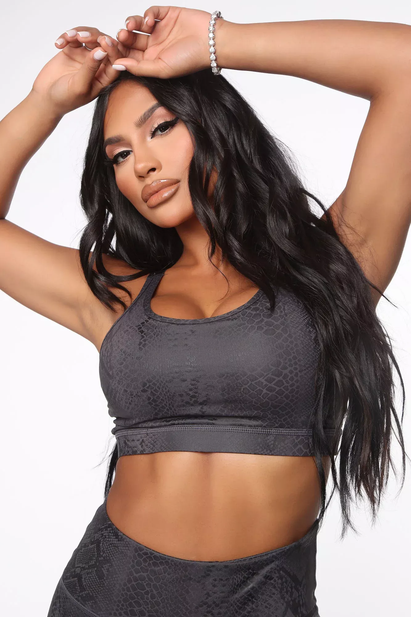 Snake Power Active Sports Bra In Sculpt Tech - Black