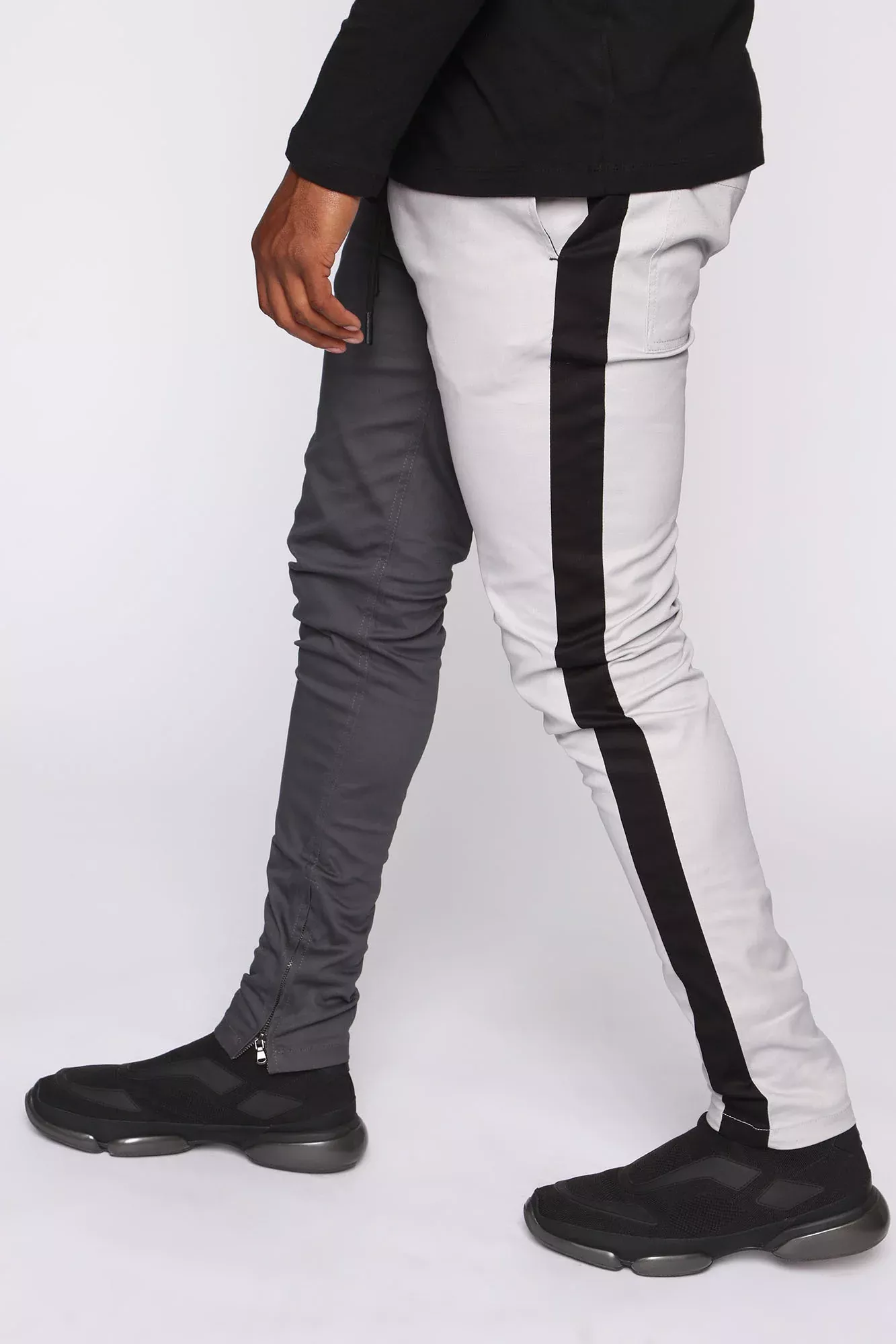 Split Personality Drawstring Joggers - Grey/Combo