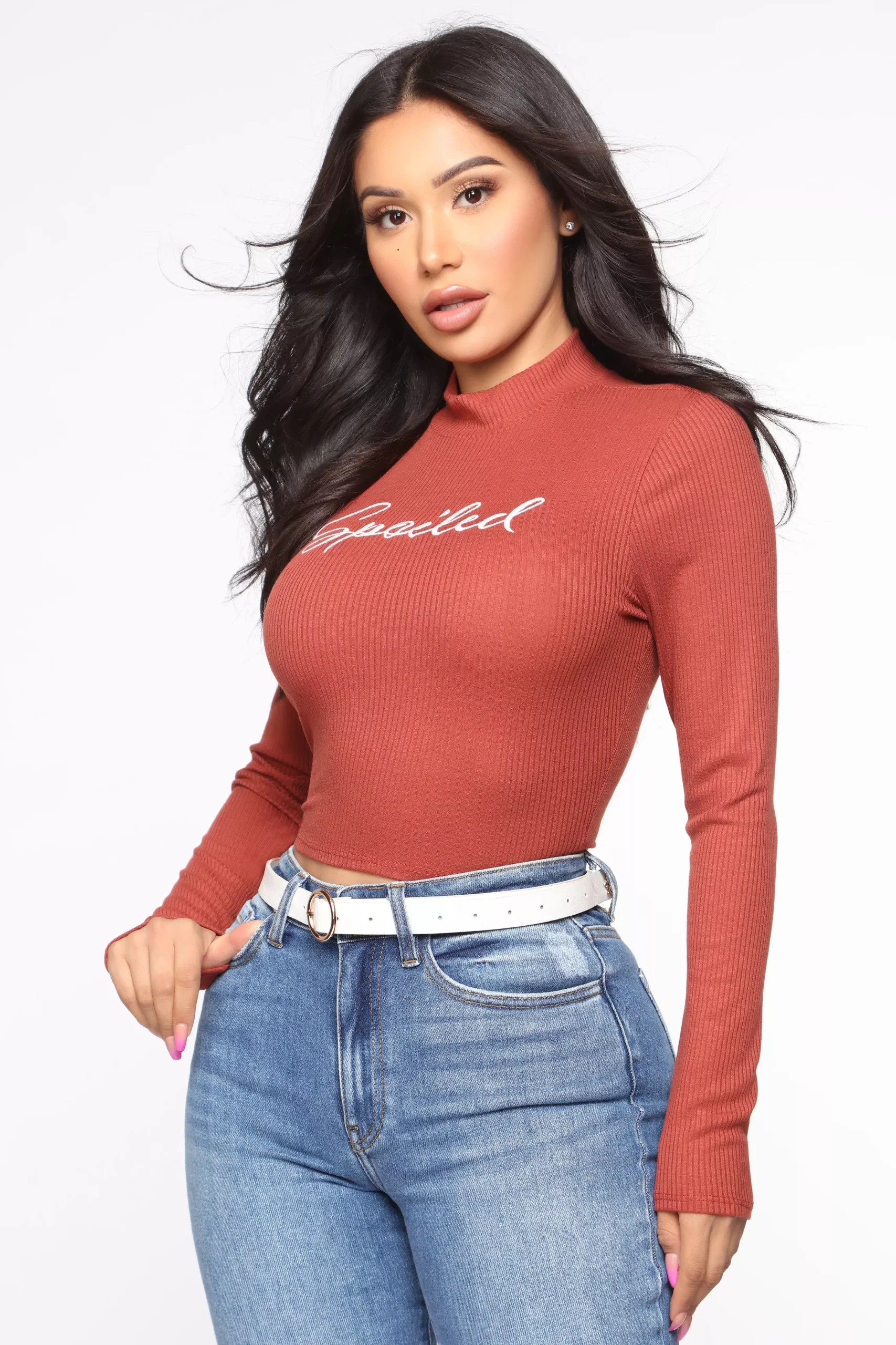 Spoiled Mock Neck Top - Marsala