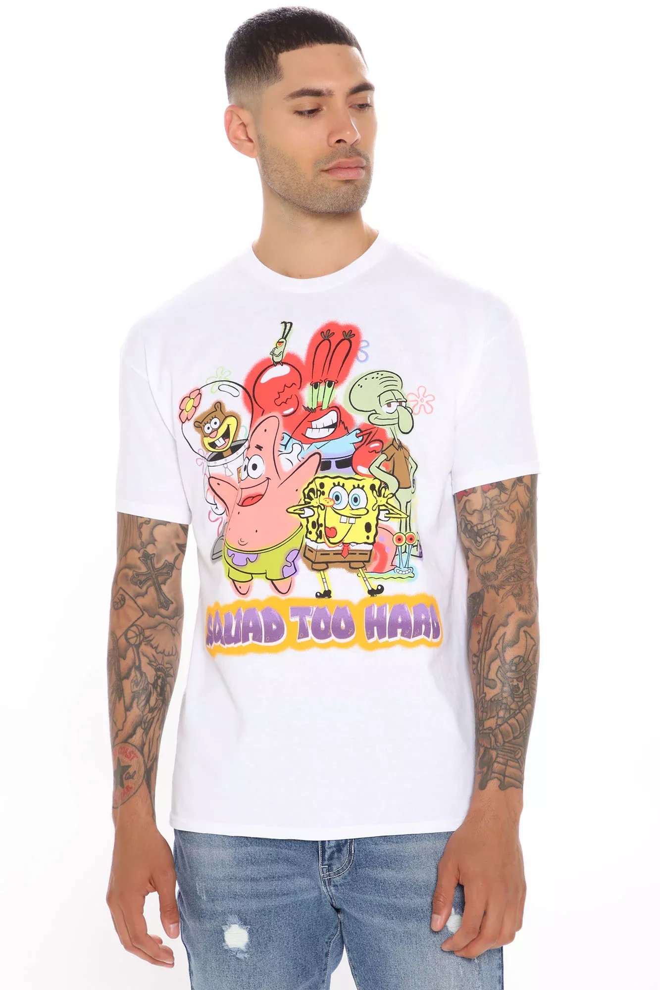 Spongebob Squad Too Hard Short Sleeve Tee - White