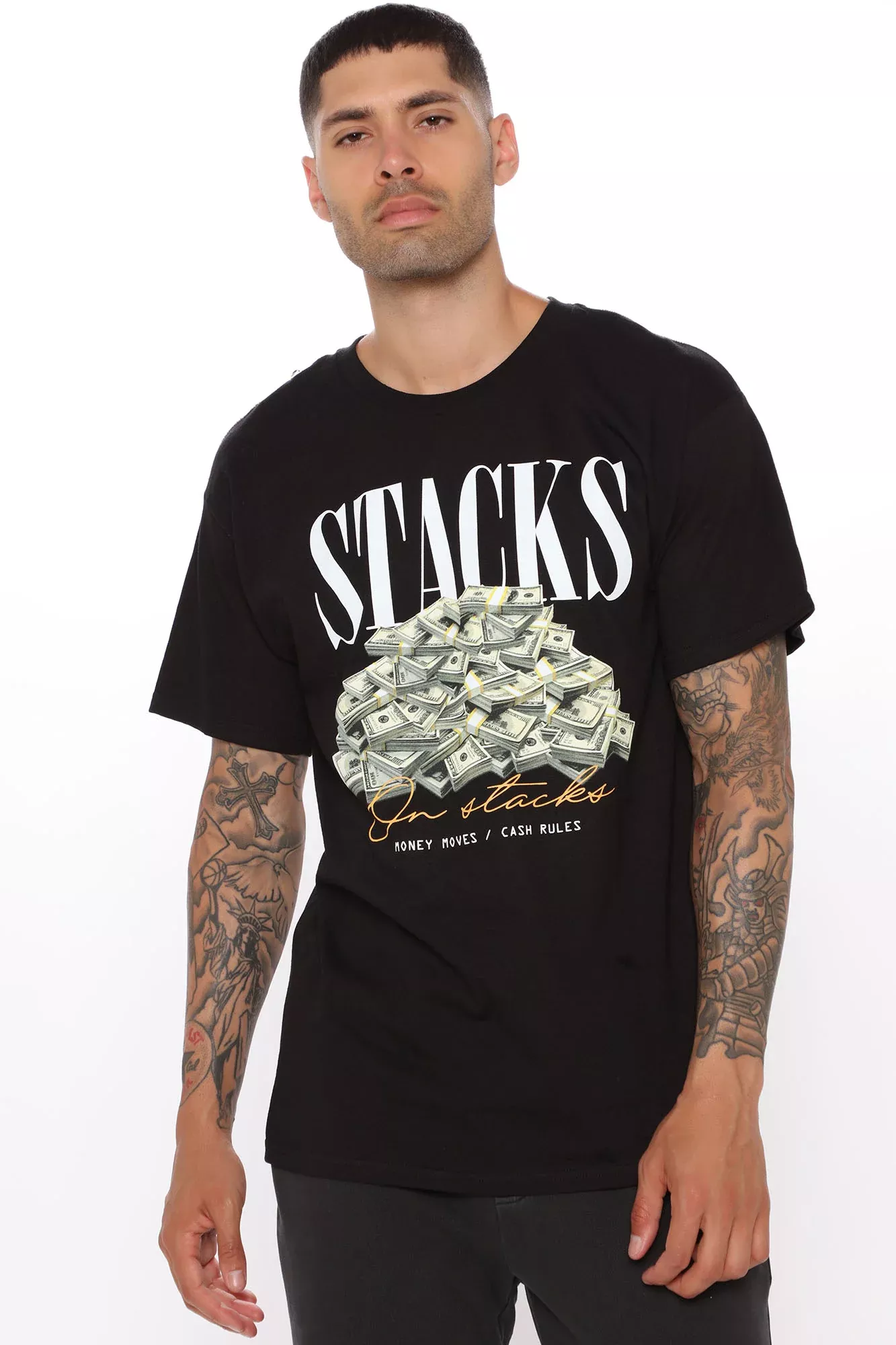 Stacks On Stacks Short Sleeve Tee - Black