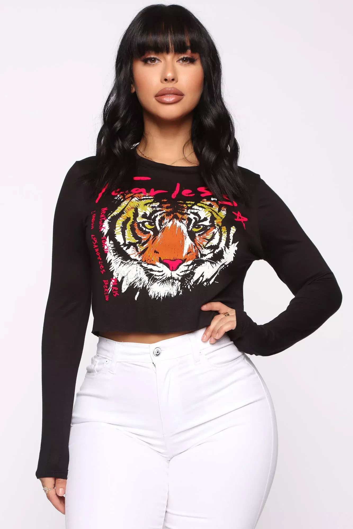 Stay Fearless Long Sleeve Top - Black