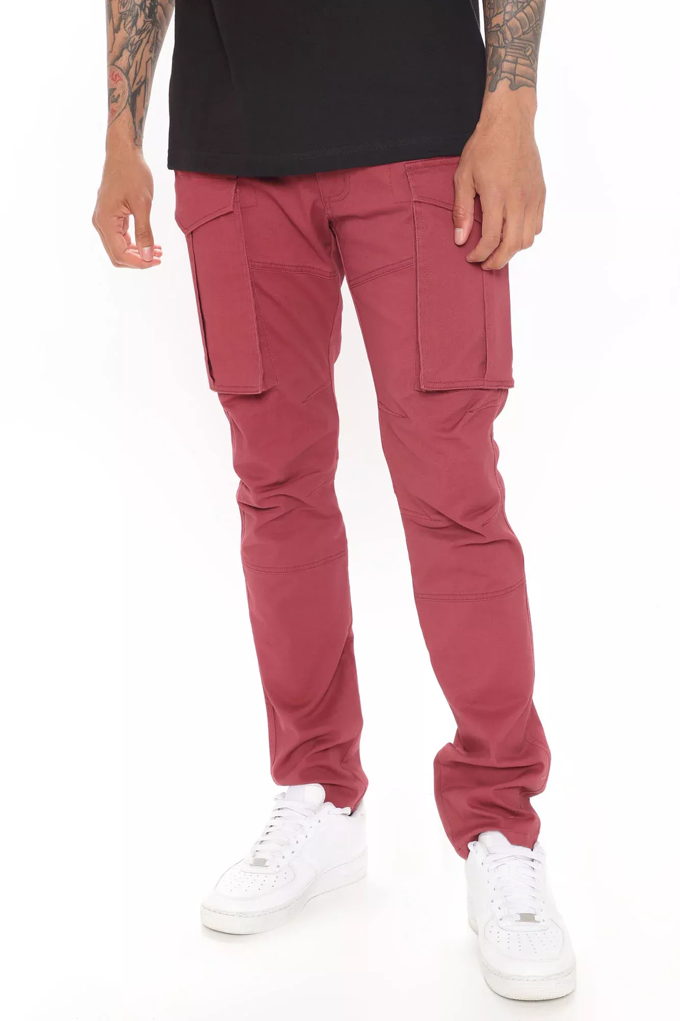 Summer Games Slim Cargo Pants - Burgundy