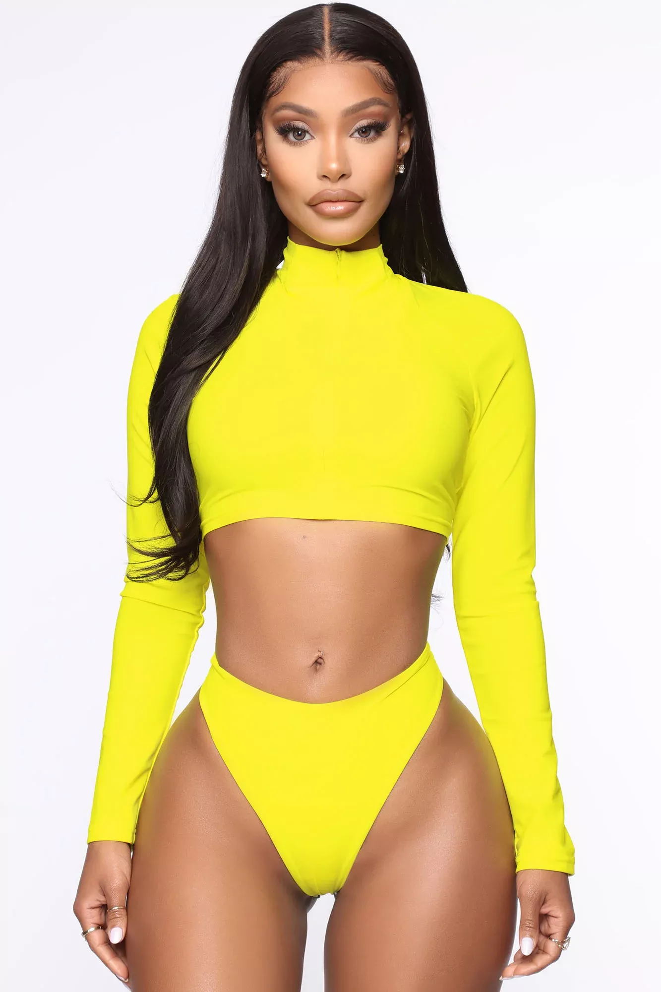 Surf With Me Long Sleeve Bikini - Yellow