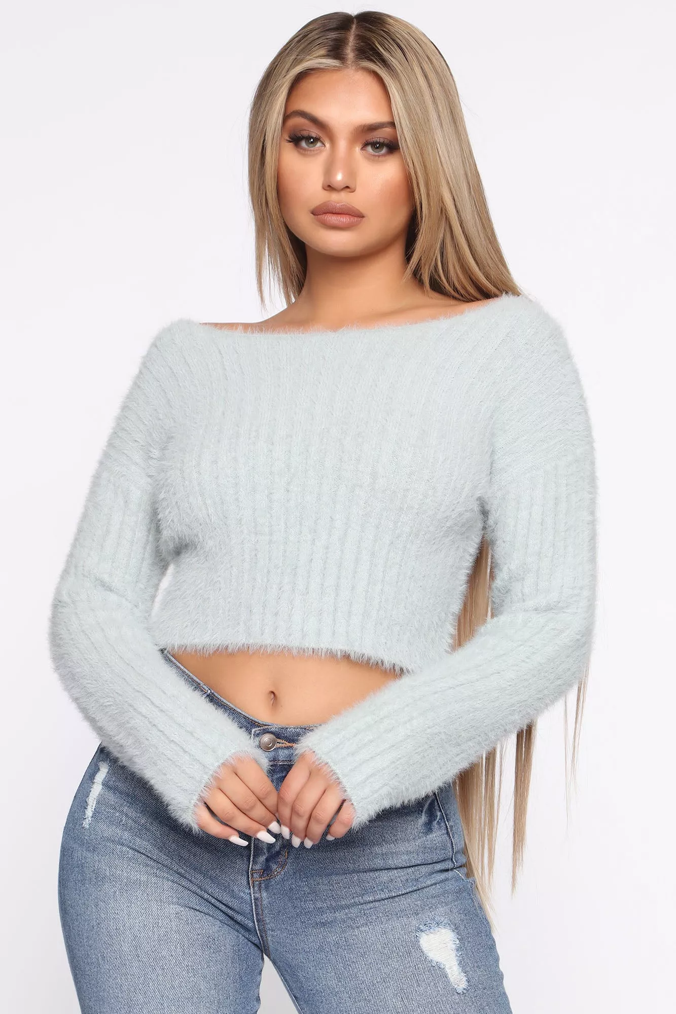 Sweeter Love Fuzzy Sweater - Blue