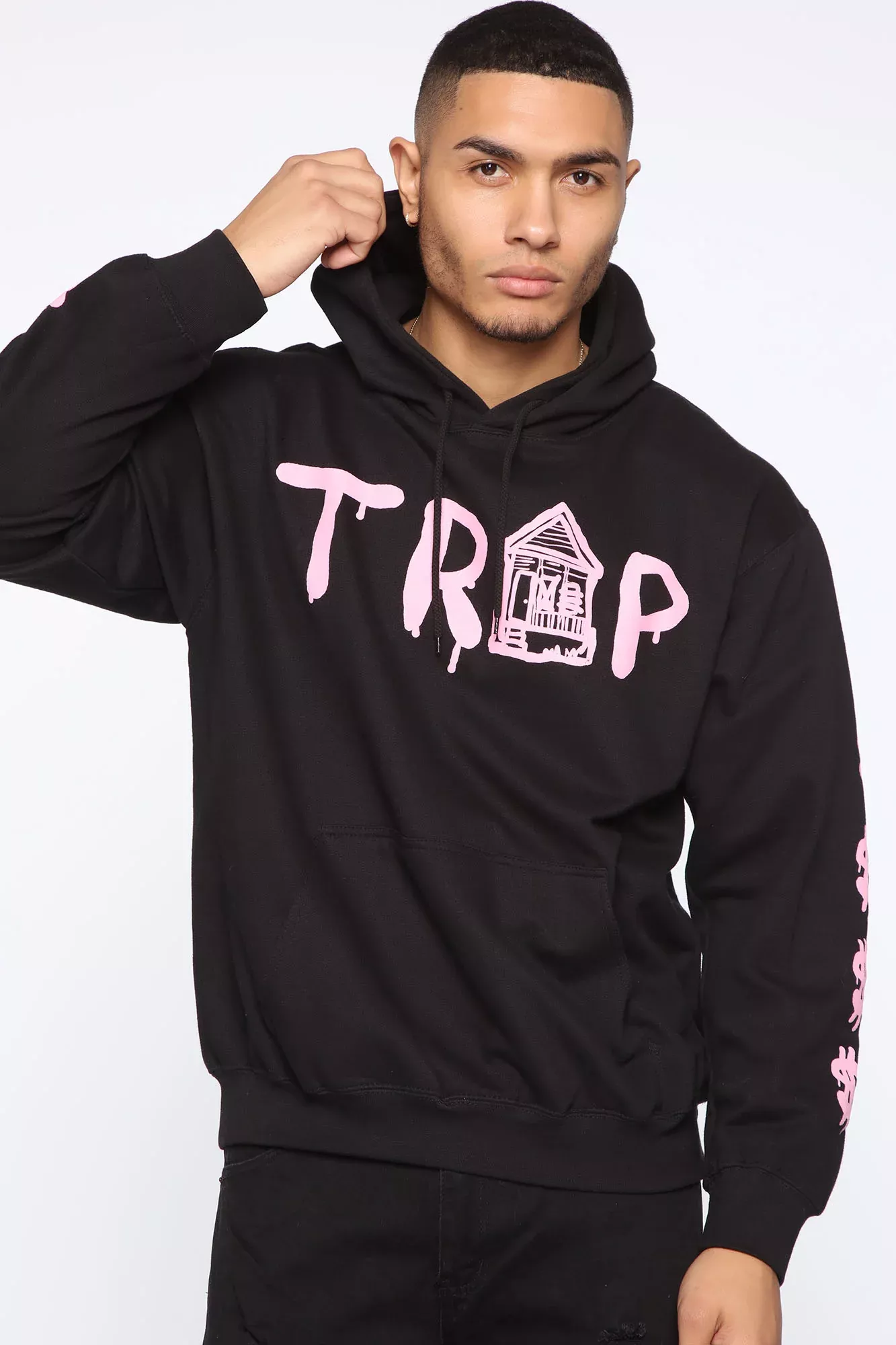 Trap House Hoodie FN - Black/Pink