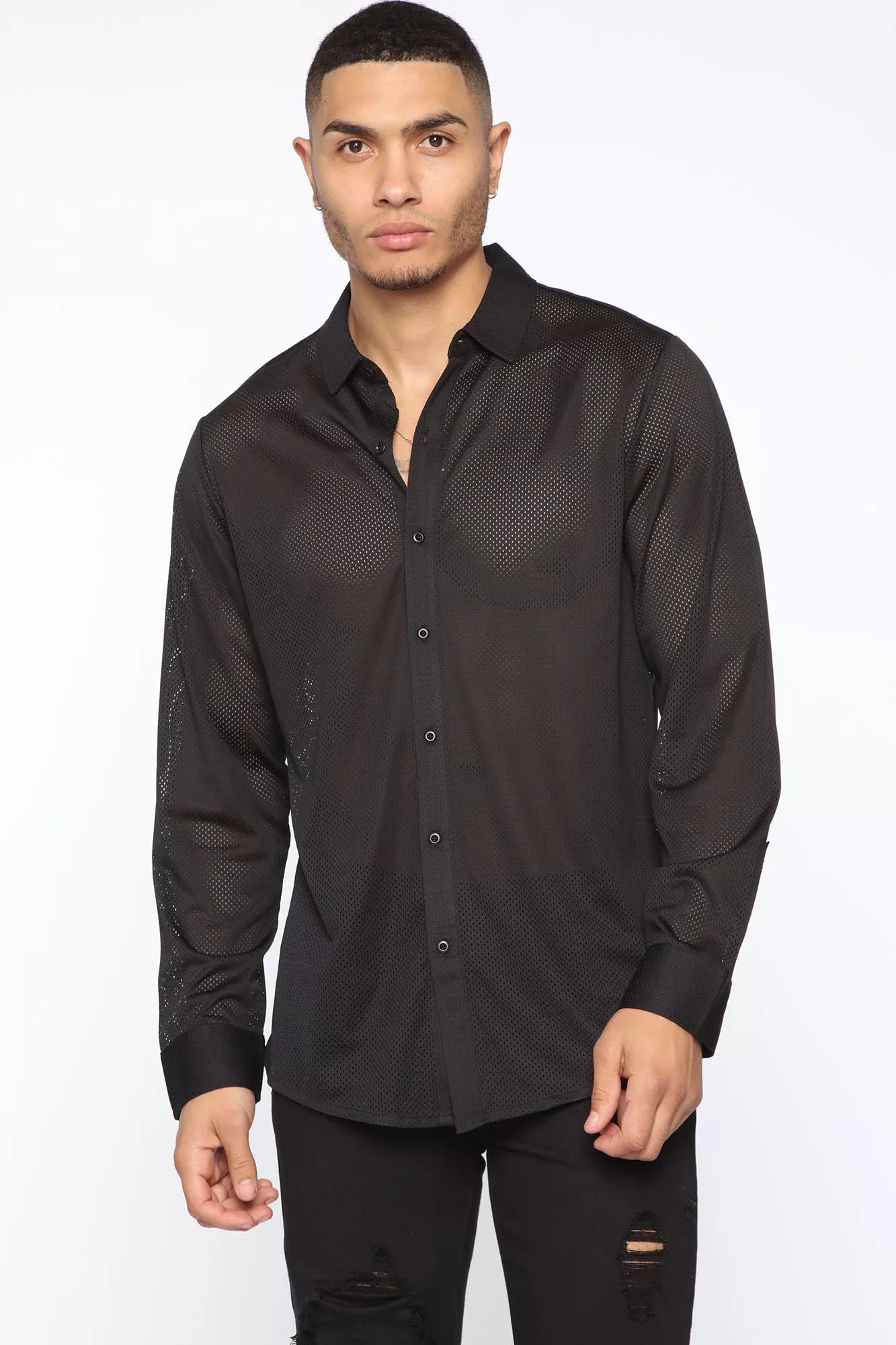 Travis Long Sleeve Woven Top - Black