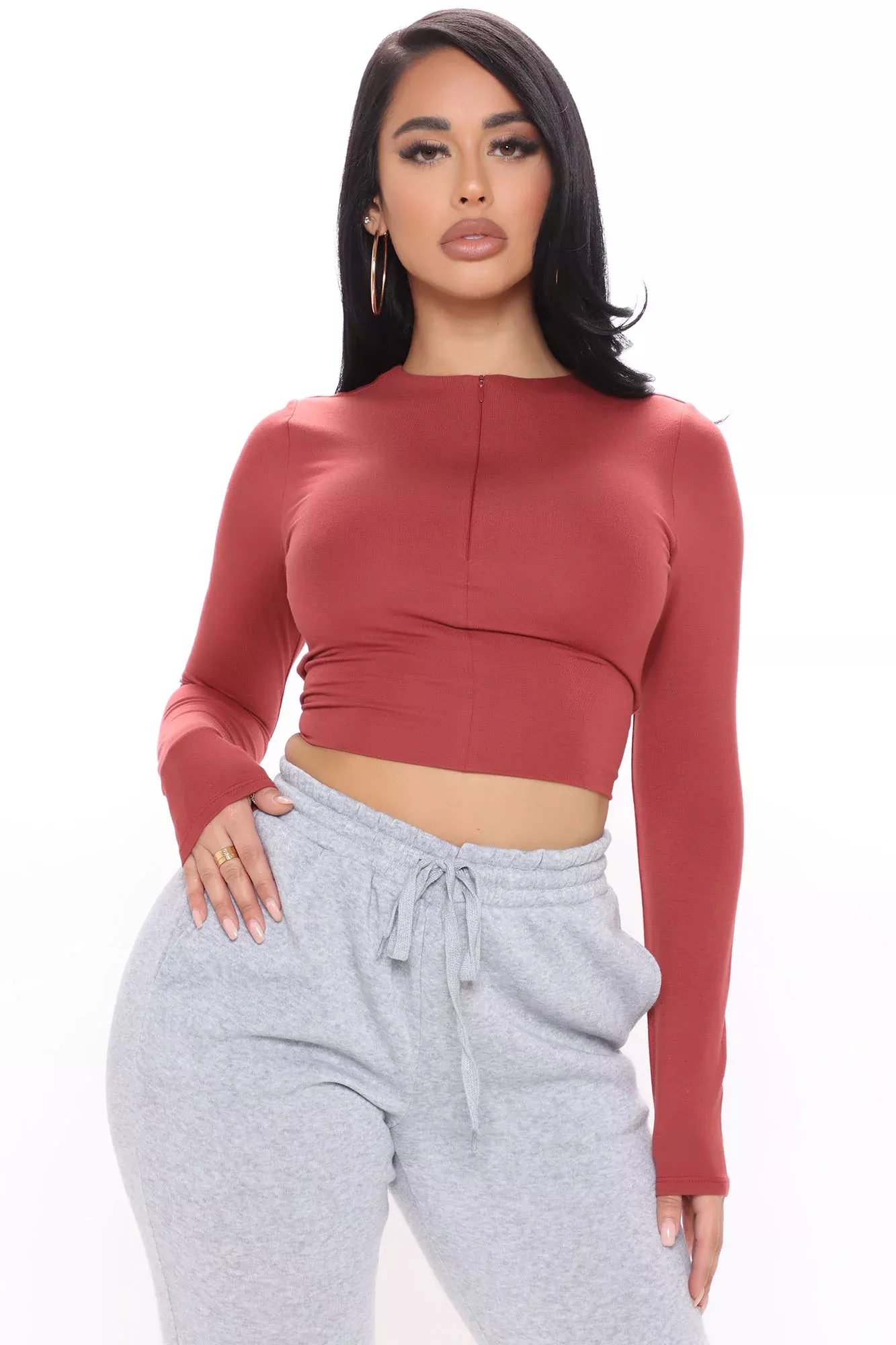 A True Babe Crop Top - Marsala