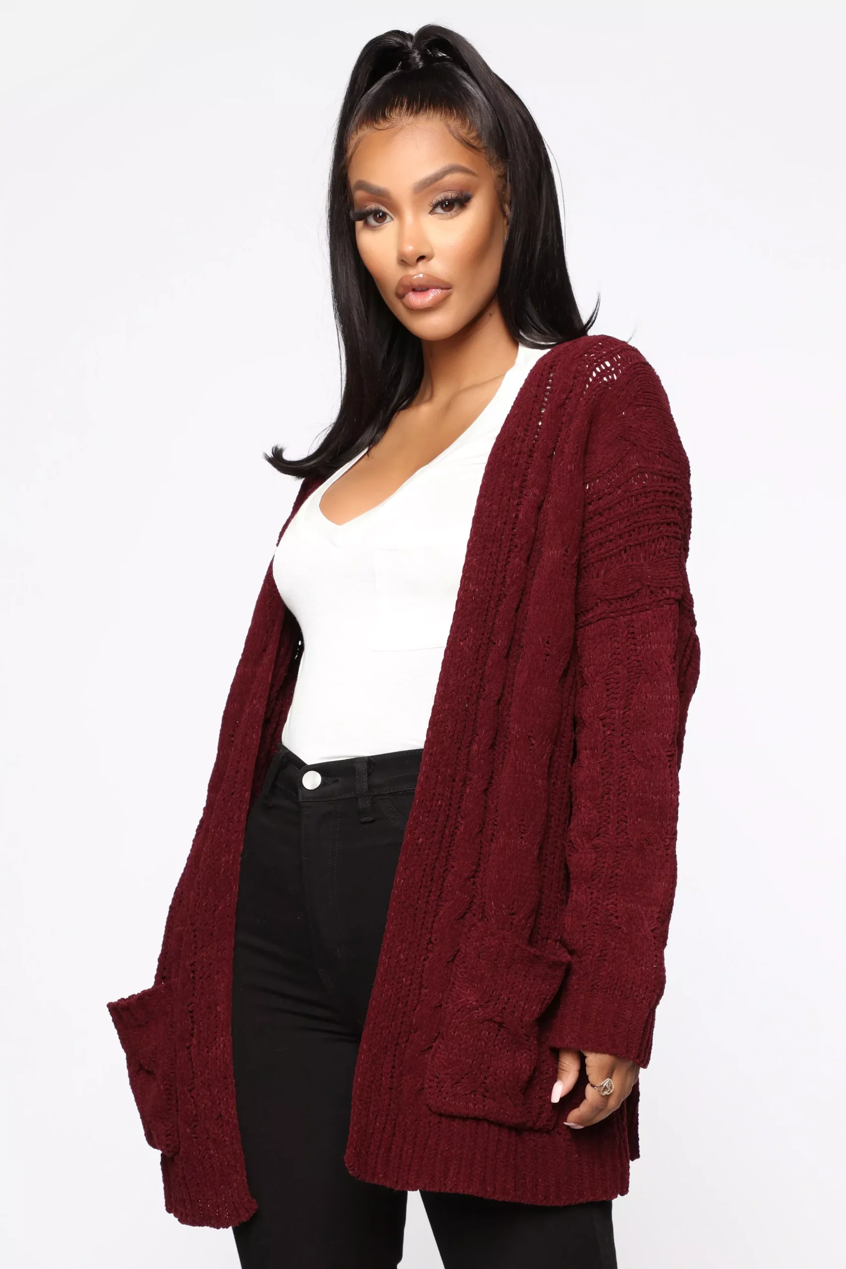 Trying To Get Over You Cardigan - Burgundy