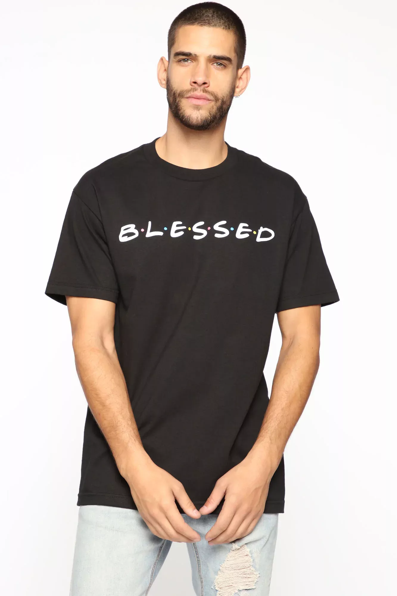 Very Blessed Short Sleeve Short Sleeve Tee - Black/White