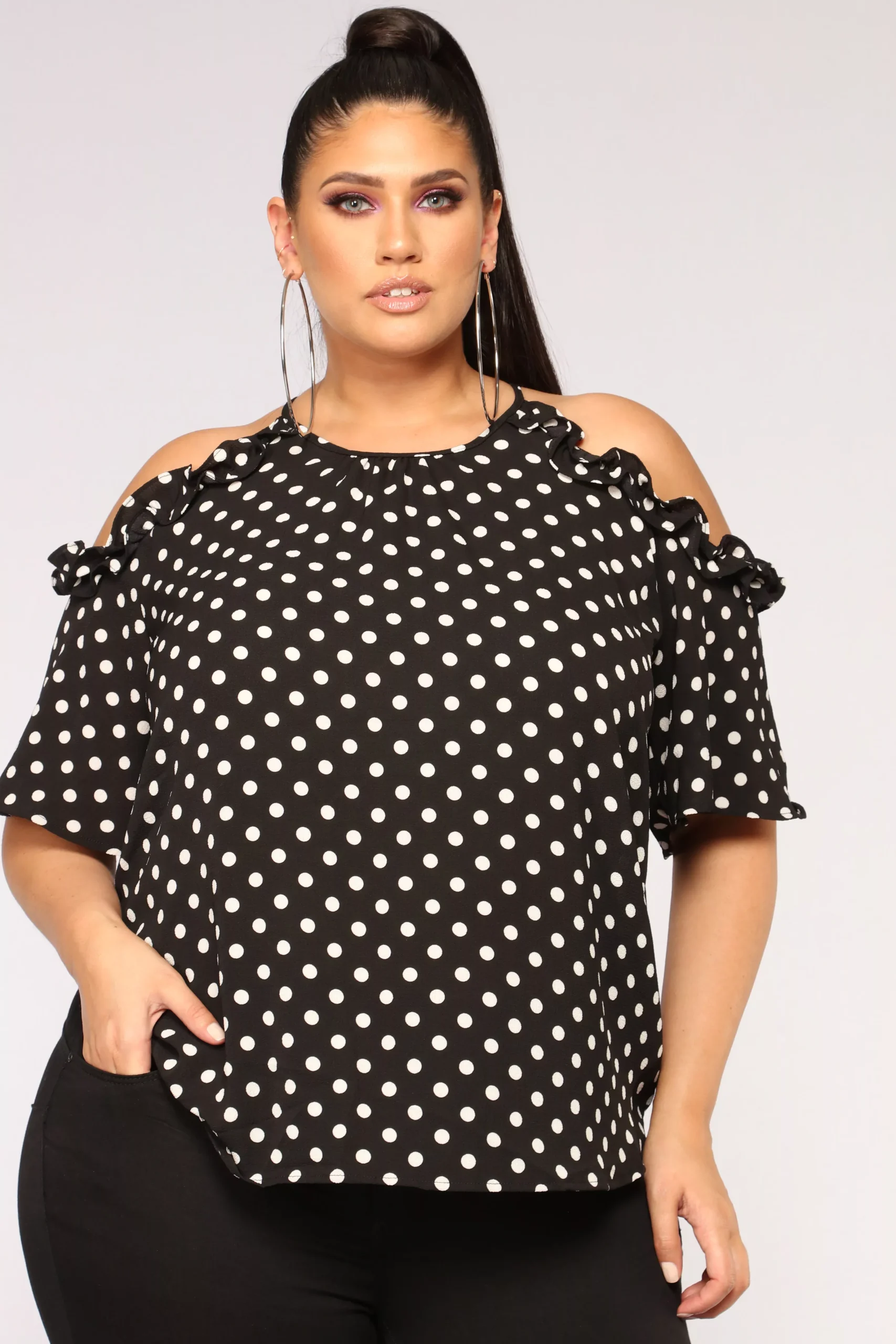 Vikki Polka Dot Top - Black