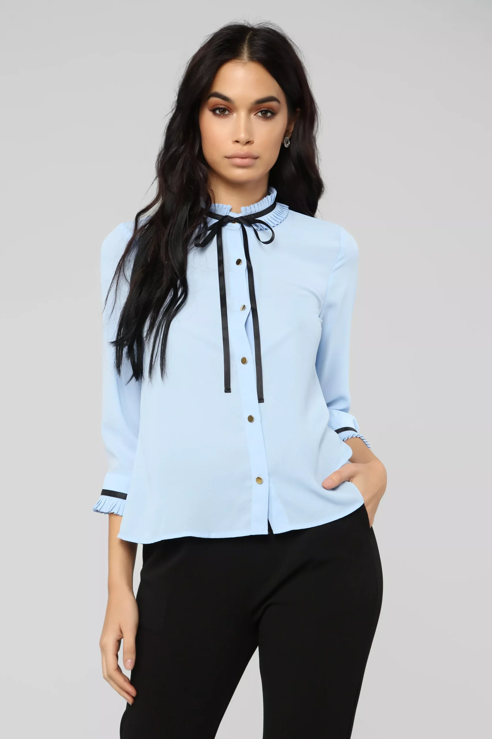 Voilet Top - Light Blue/Black