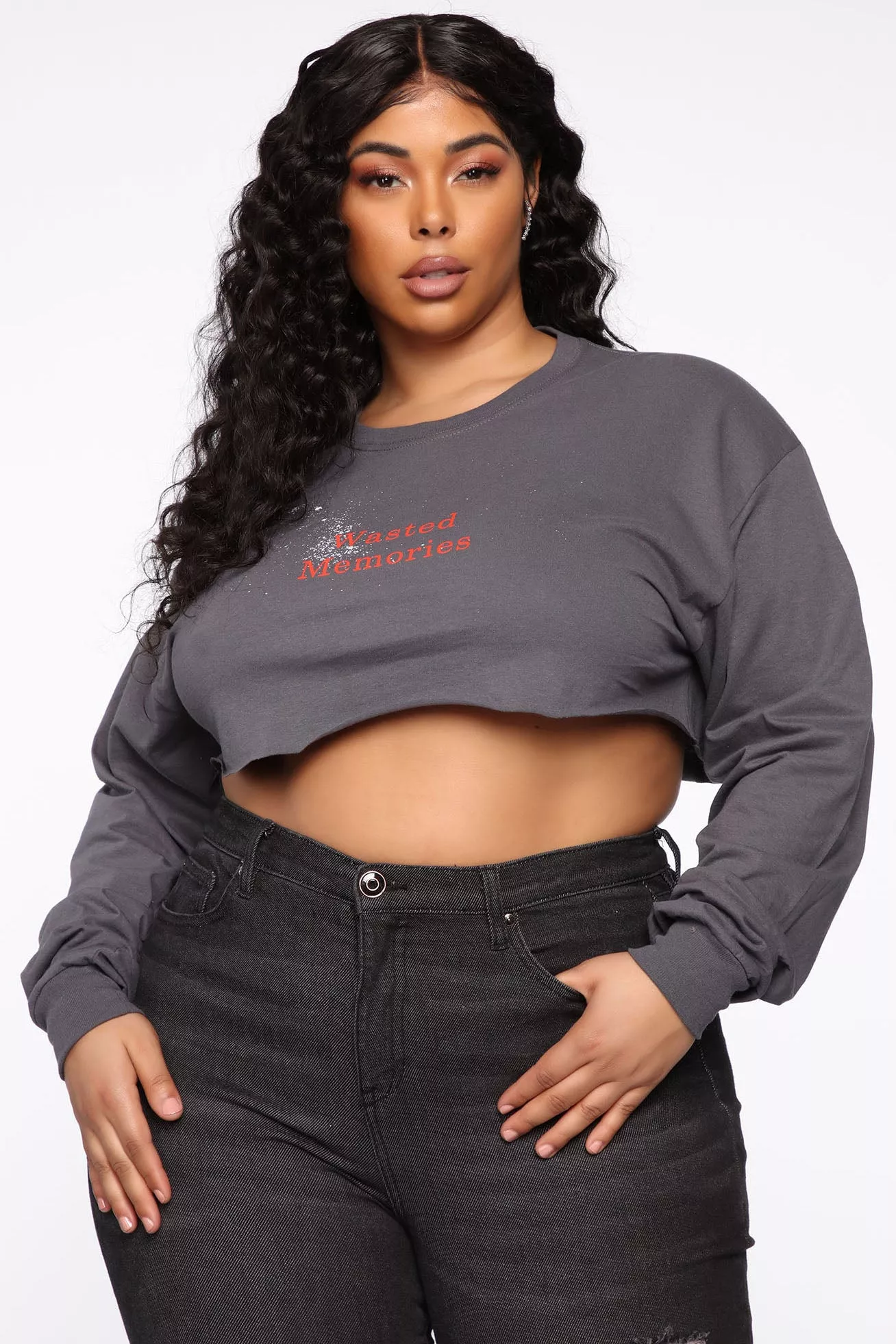 Wasted Memories Crop Top - Charcoal