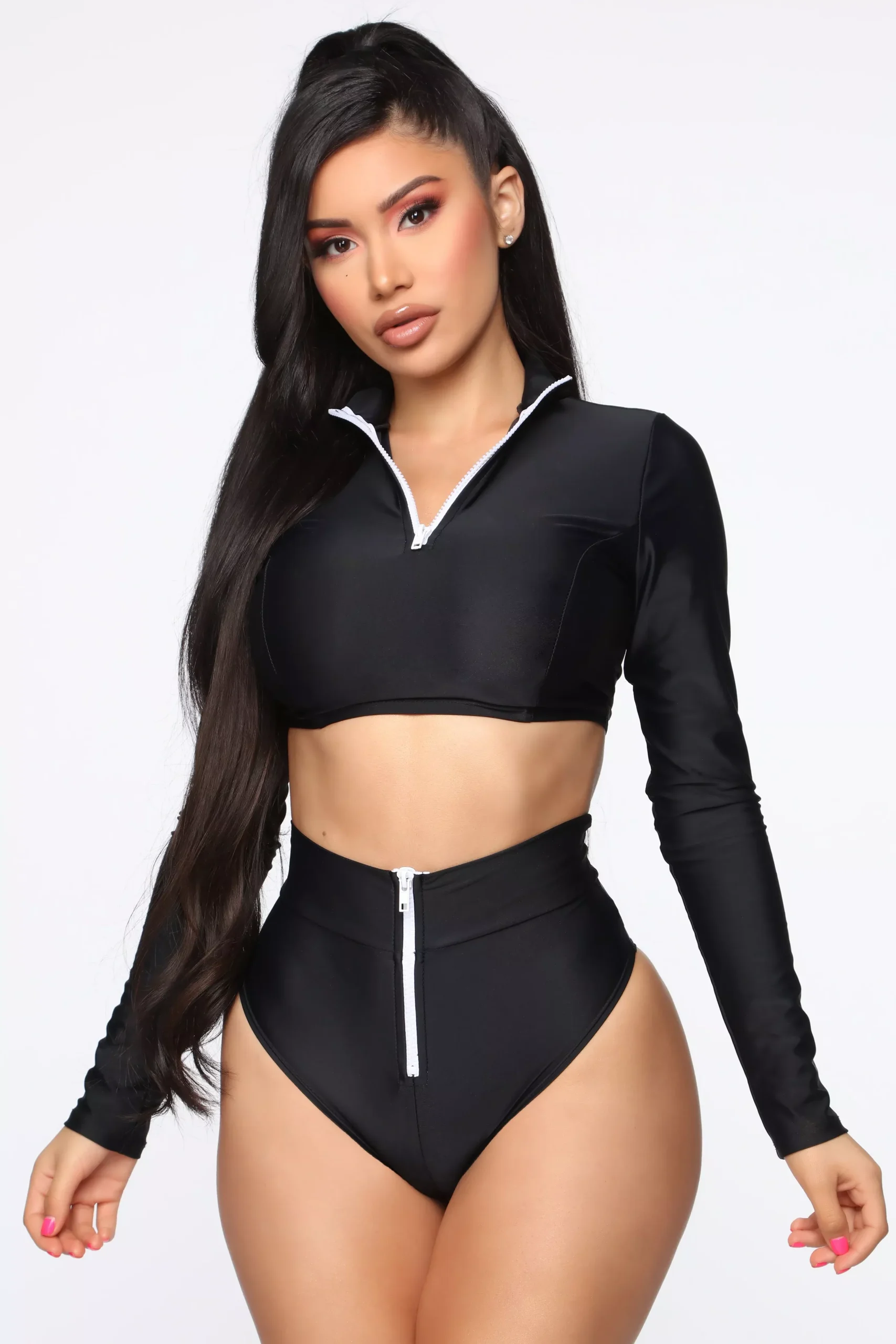Water Sports III Long Sleeve Bikini - Black