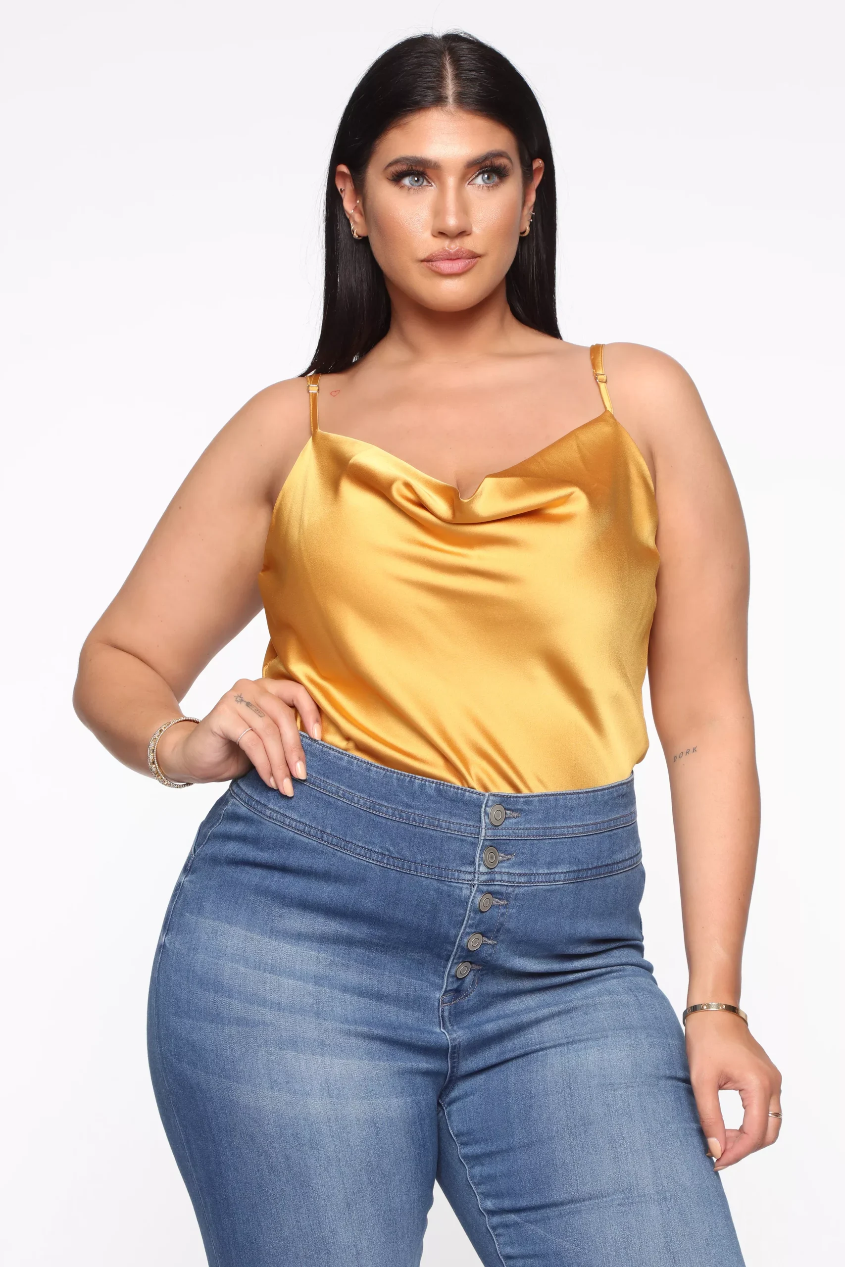 When You Need Me Cowl Neck Top - Mustard