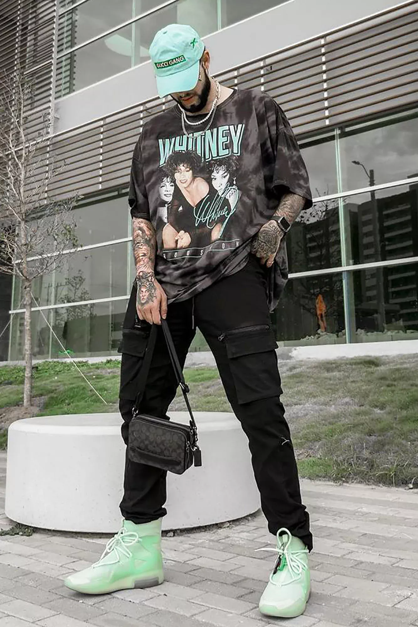 Whitney Houston Tie Dye Tee - Black Wash
