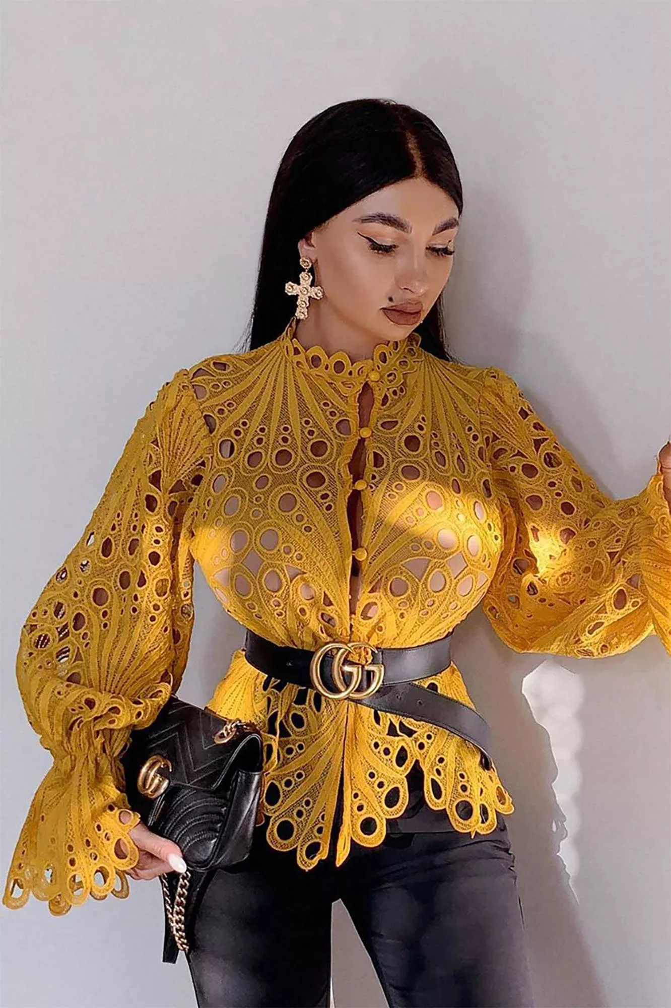 Wishing You The Best Button Down Top - Mustard