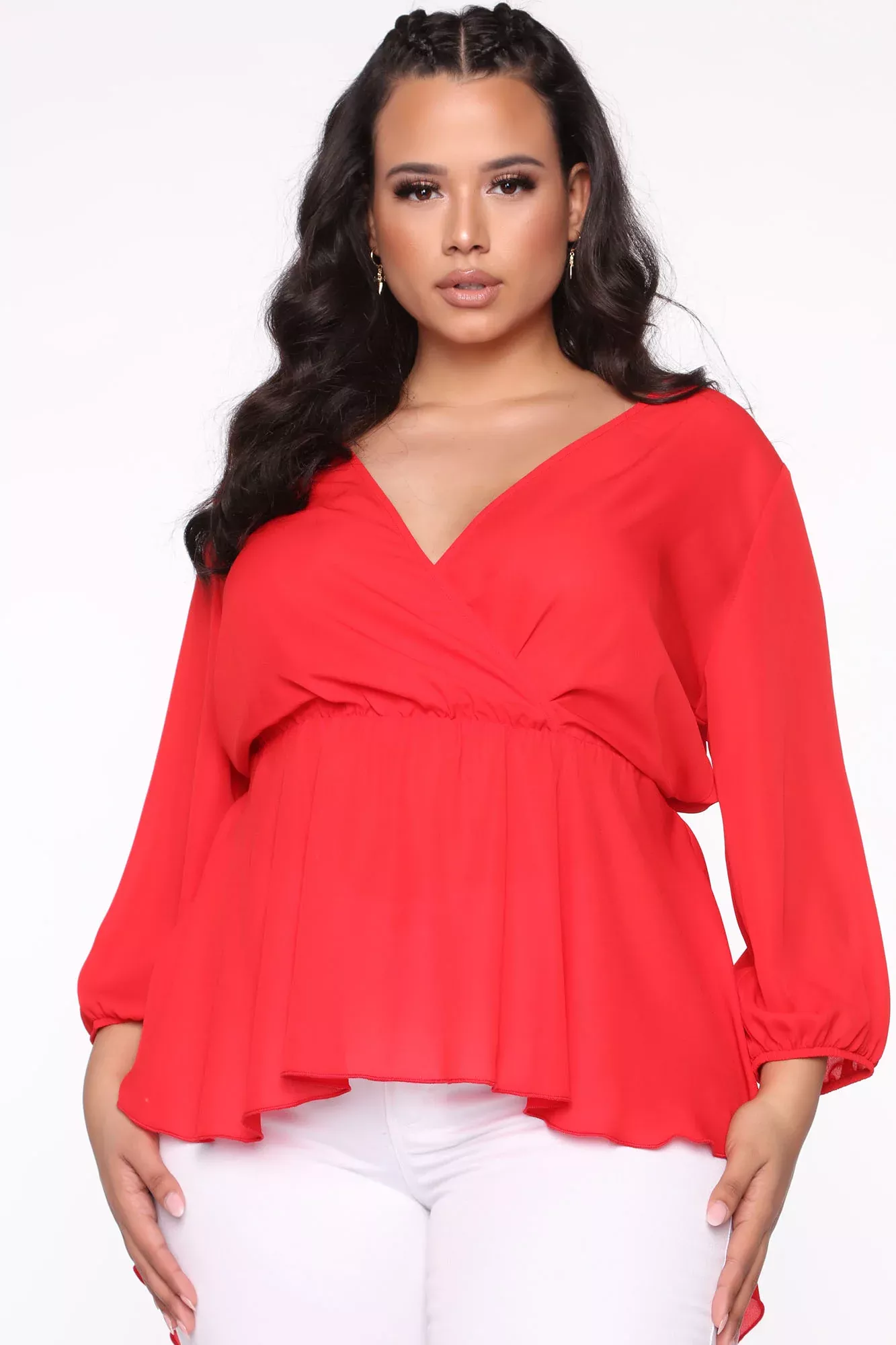 Won't Be Lonely Surplice Top - Red