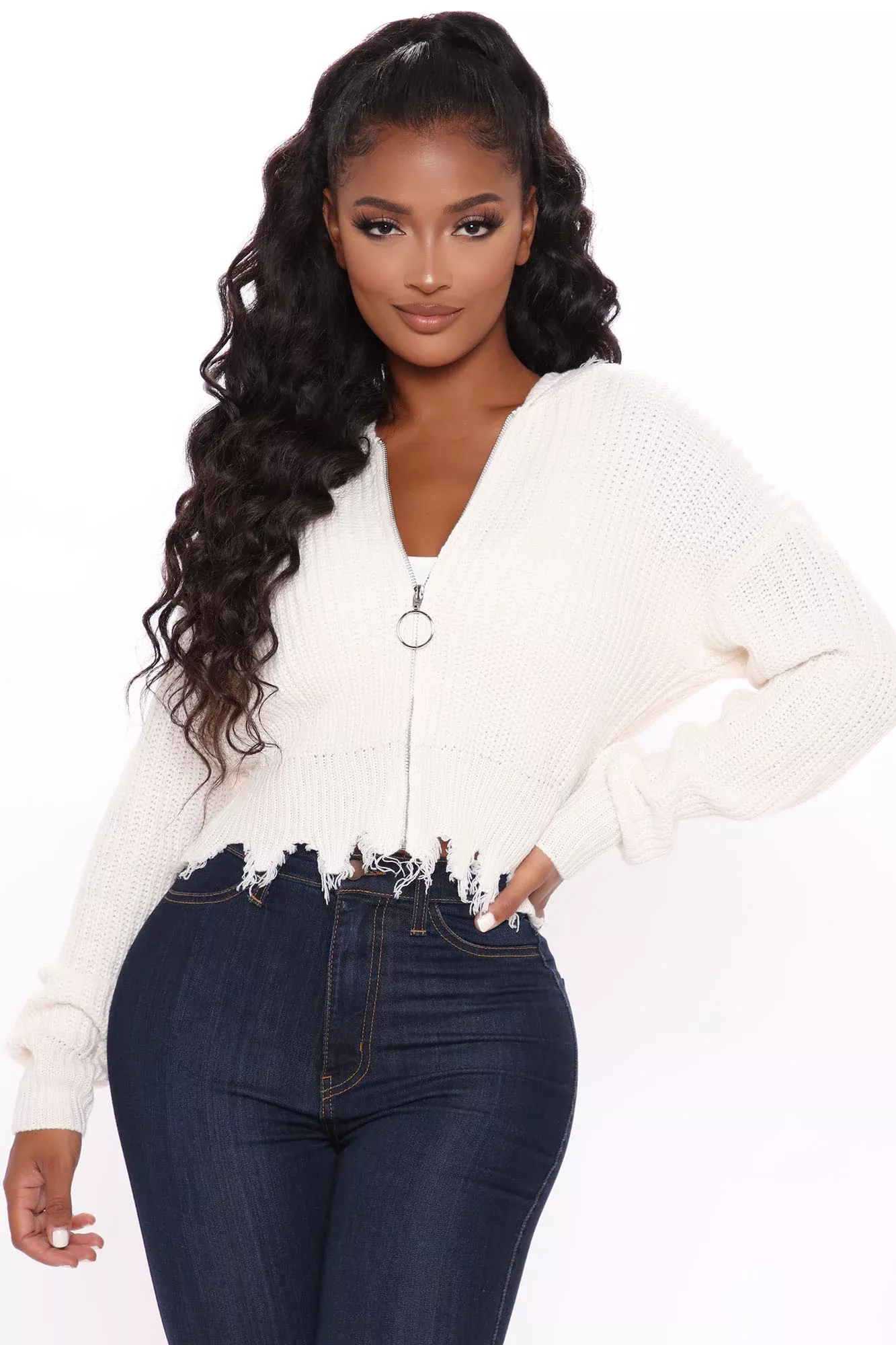 Won't Tear Me Down Distressed Sweater - Ivory