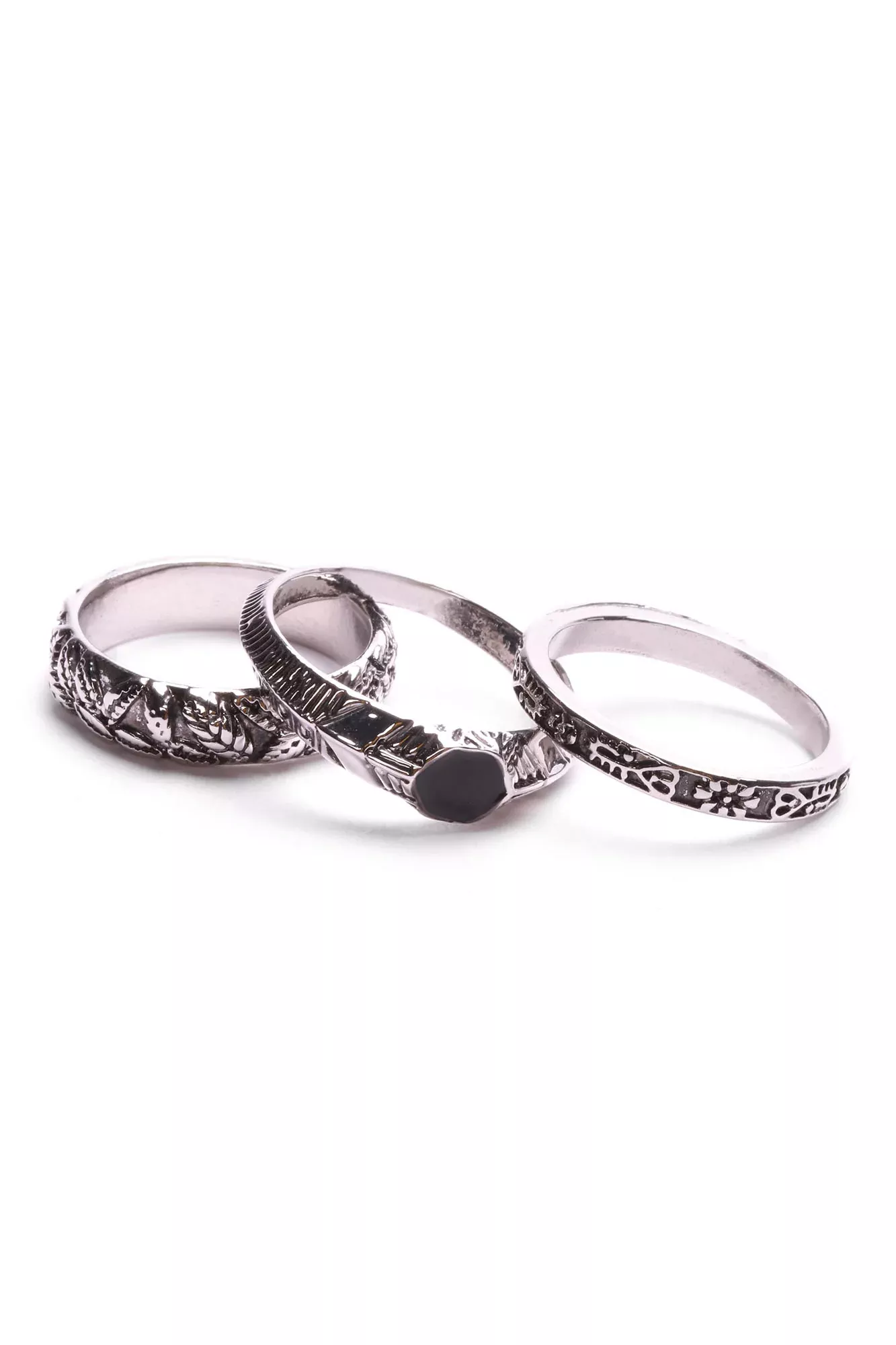 Worst Behavior Ring Set - Silver