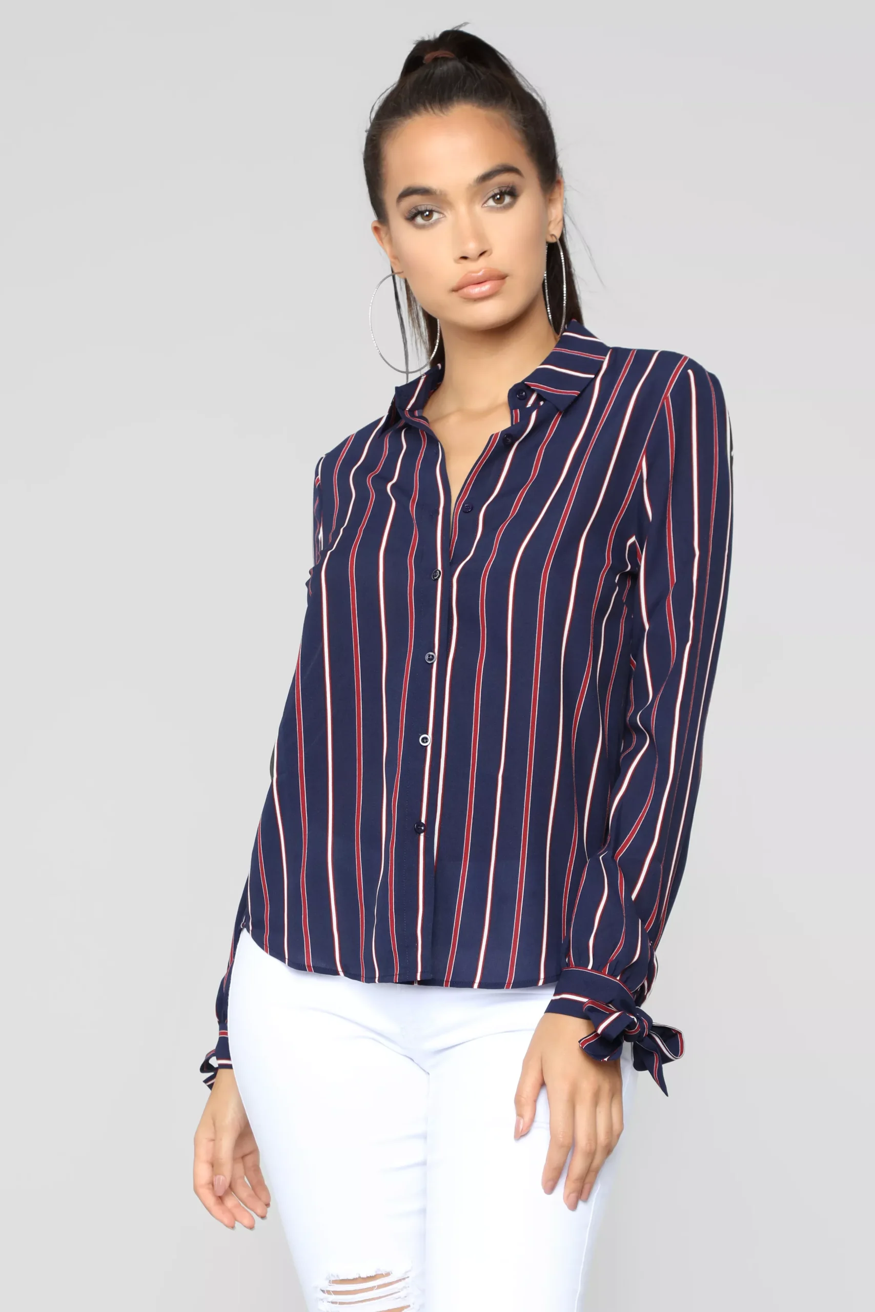 Yaretza Striped Top - Navy