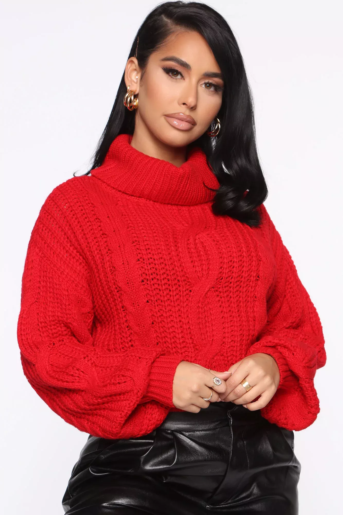 You Got It All Cropped Sweater - Red
