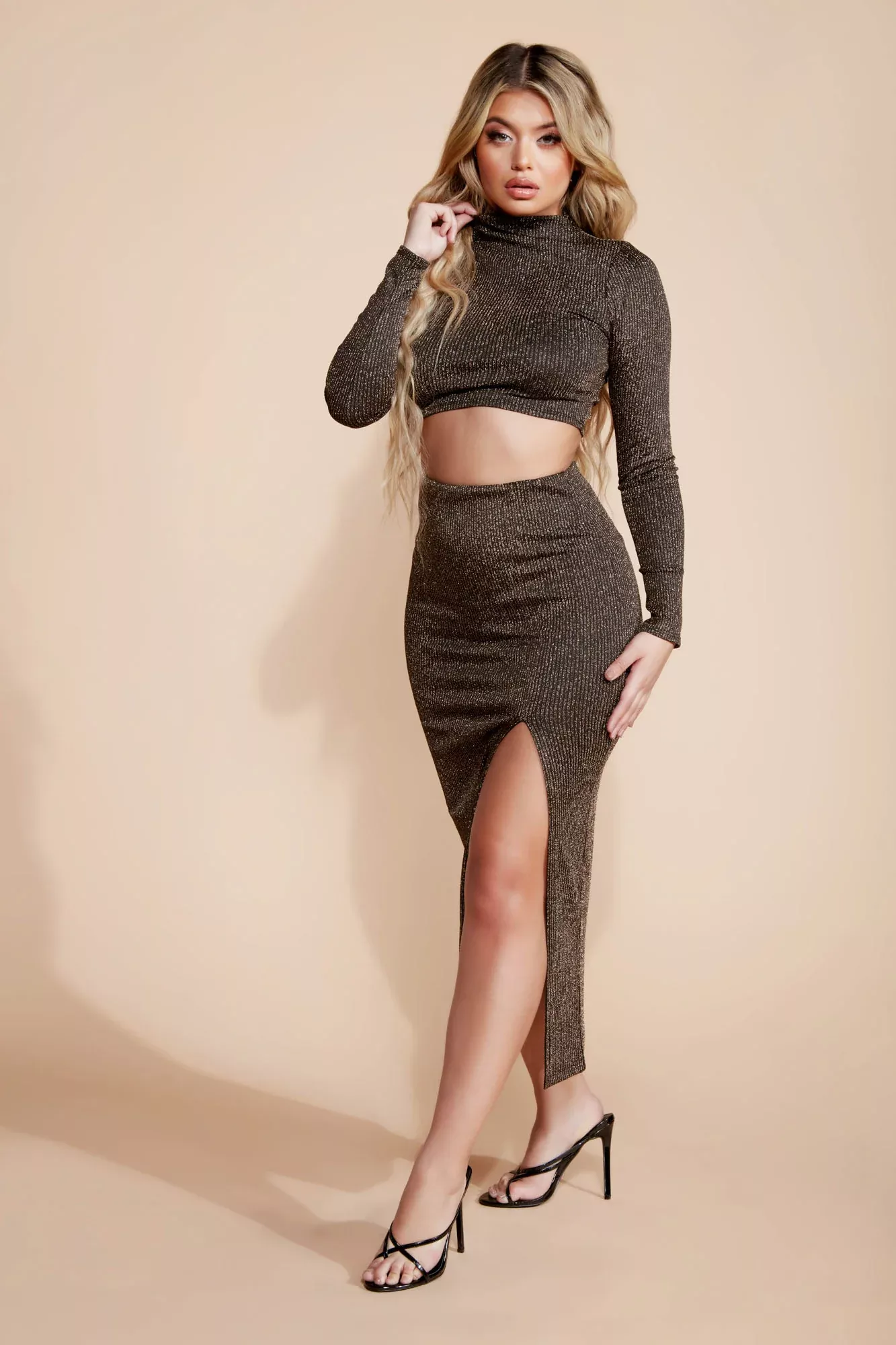 You Knew About It Skirt Set - Gold