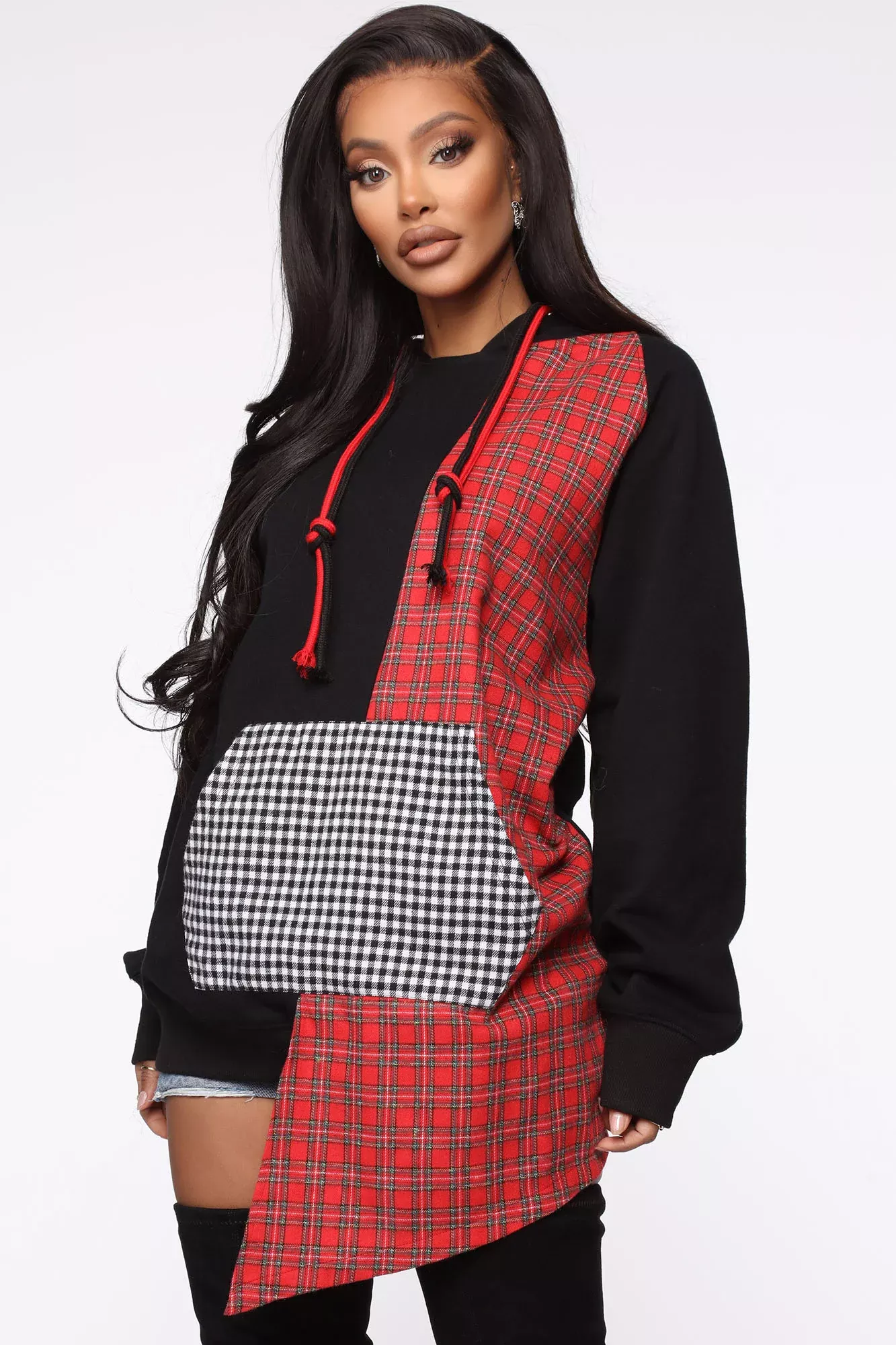 You're Checking Me Out Plaid Top - Black/Red