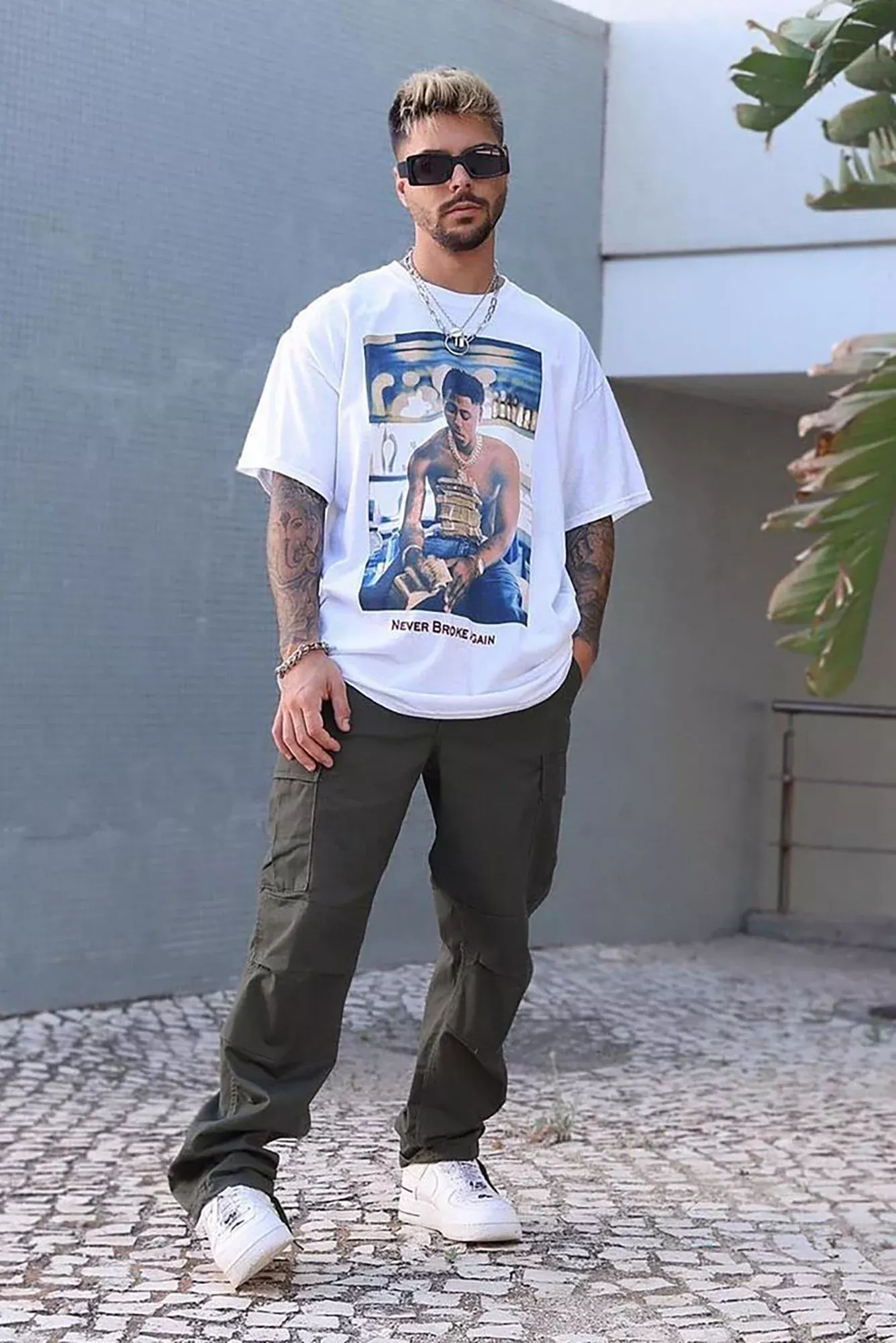 Youngboy Stacks Portrait Short Sleeve Tee - White