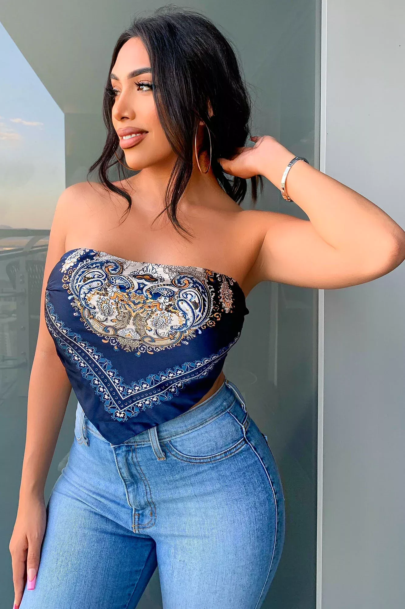 Your Favorite Boho Babe Handkerchief Top - Blue/combo