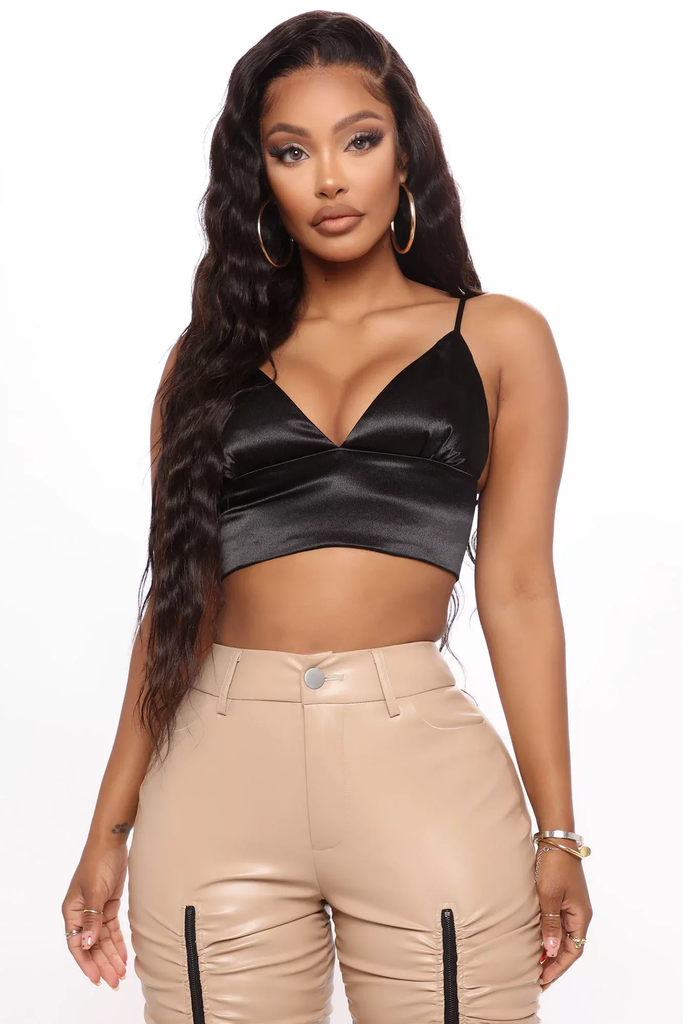 Yours For The Evening Cropped Top - Black