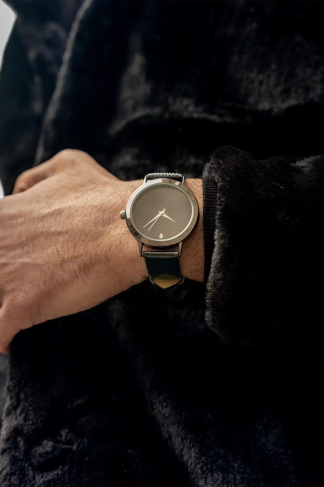 Zack Leather Band Watch - Black