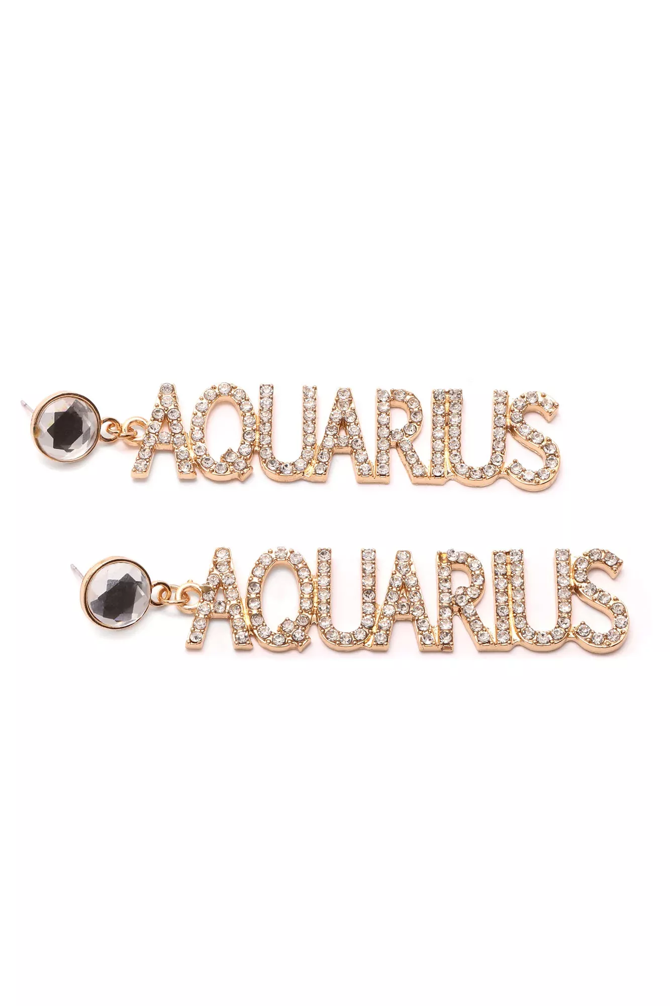 Zodiac Signs 'Aquarius' Earrings - Gold