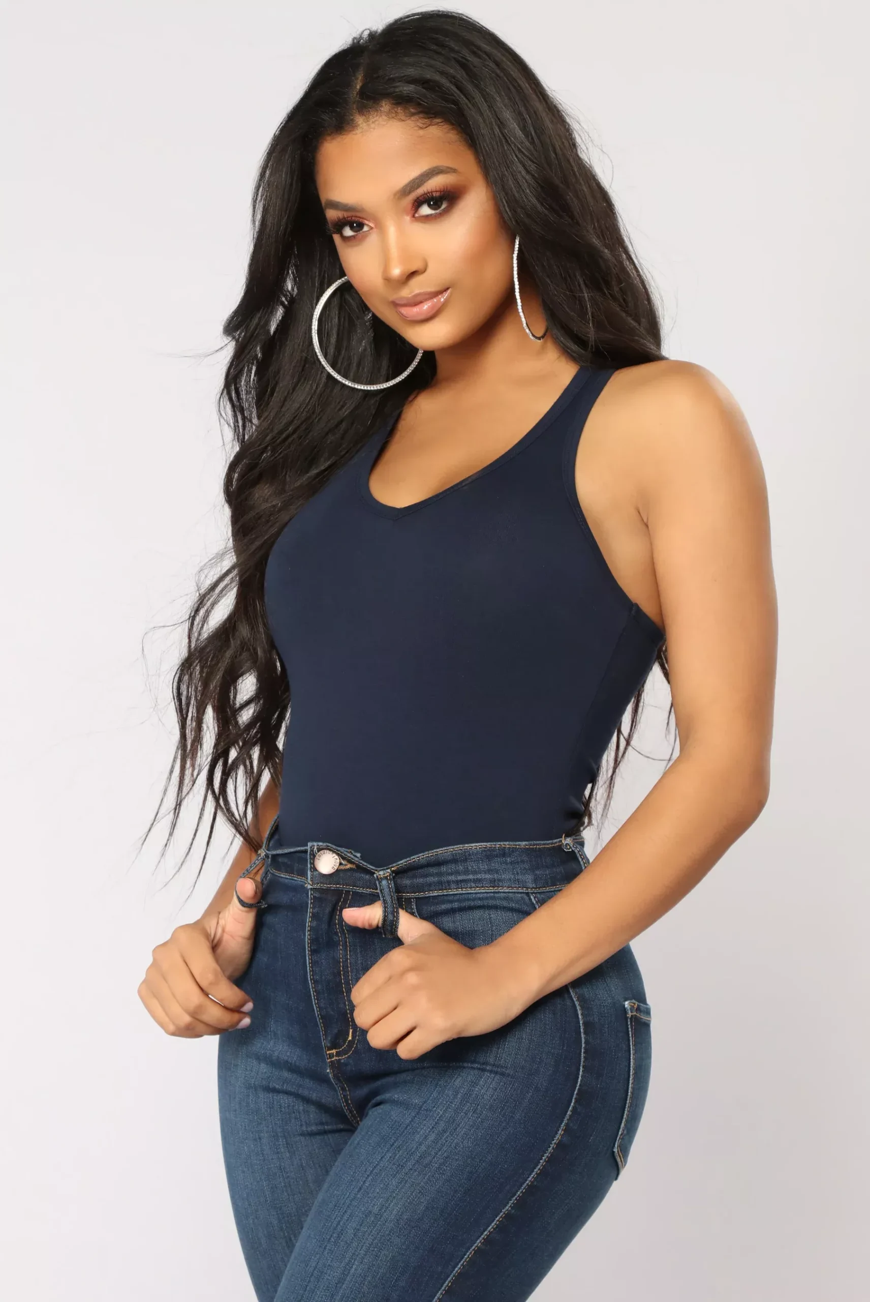 Zoey Racer Back Bodysuit - Navy