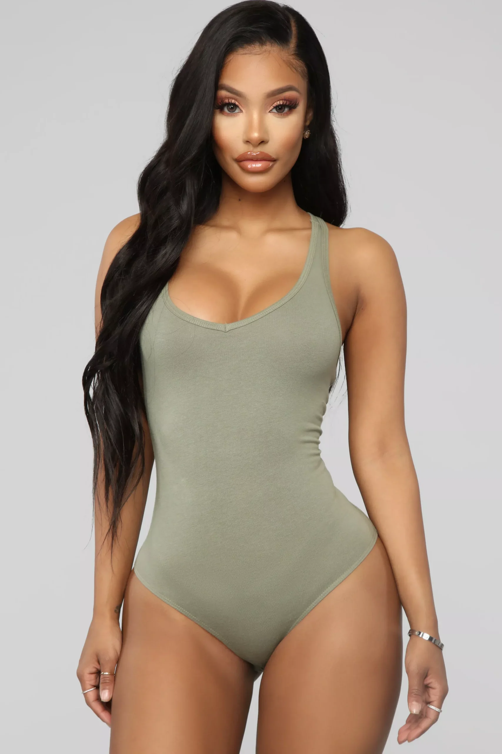 Zoey Racer Back Bodysuit - Olive