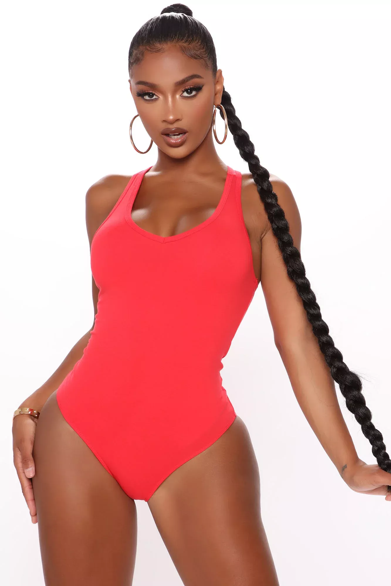Zoey Racer Back Bodysuit - Red